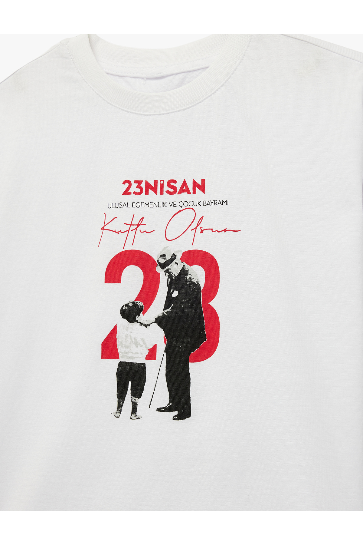 Koton Kısa Kollu Bisiklet Yaka Oversize Pamuklu Atatürk Baskılı Tişört fotoğrafı 5 (önizleme)