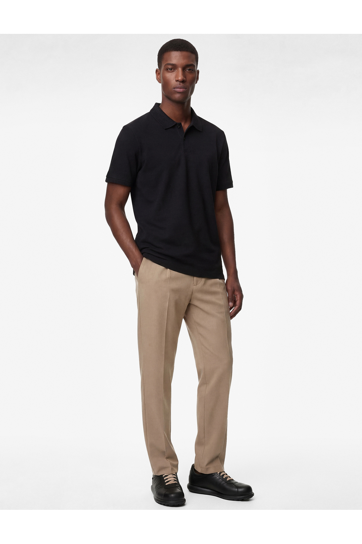 Pamuklu Kısa Kollu Pike Kumaş Düğmeli Polo Yaka Slim Fit Tişört