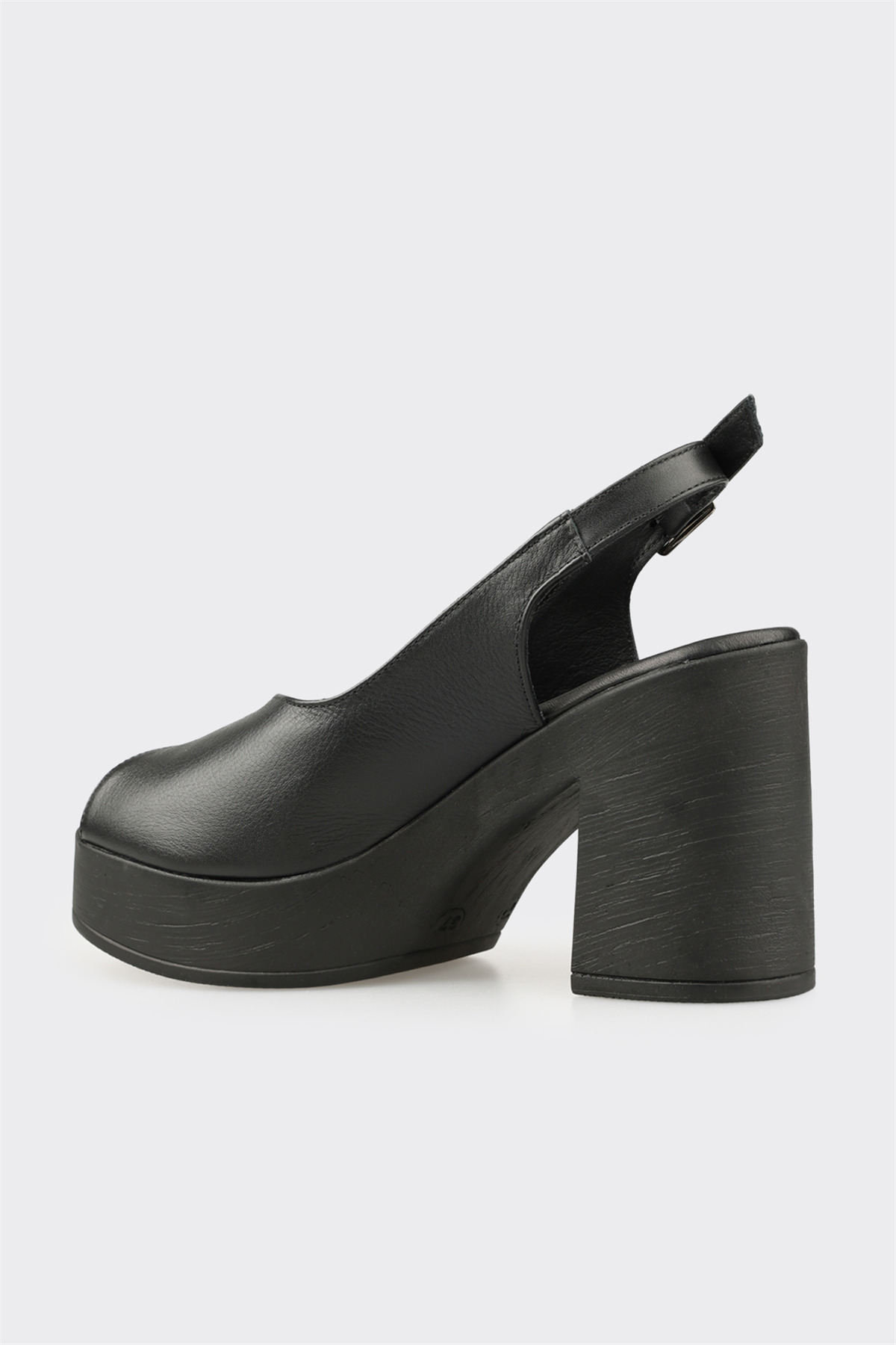 Elle Shoes Siyah Deri Kadın Yüksek Topuklu Sandalet görsel 3