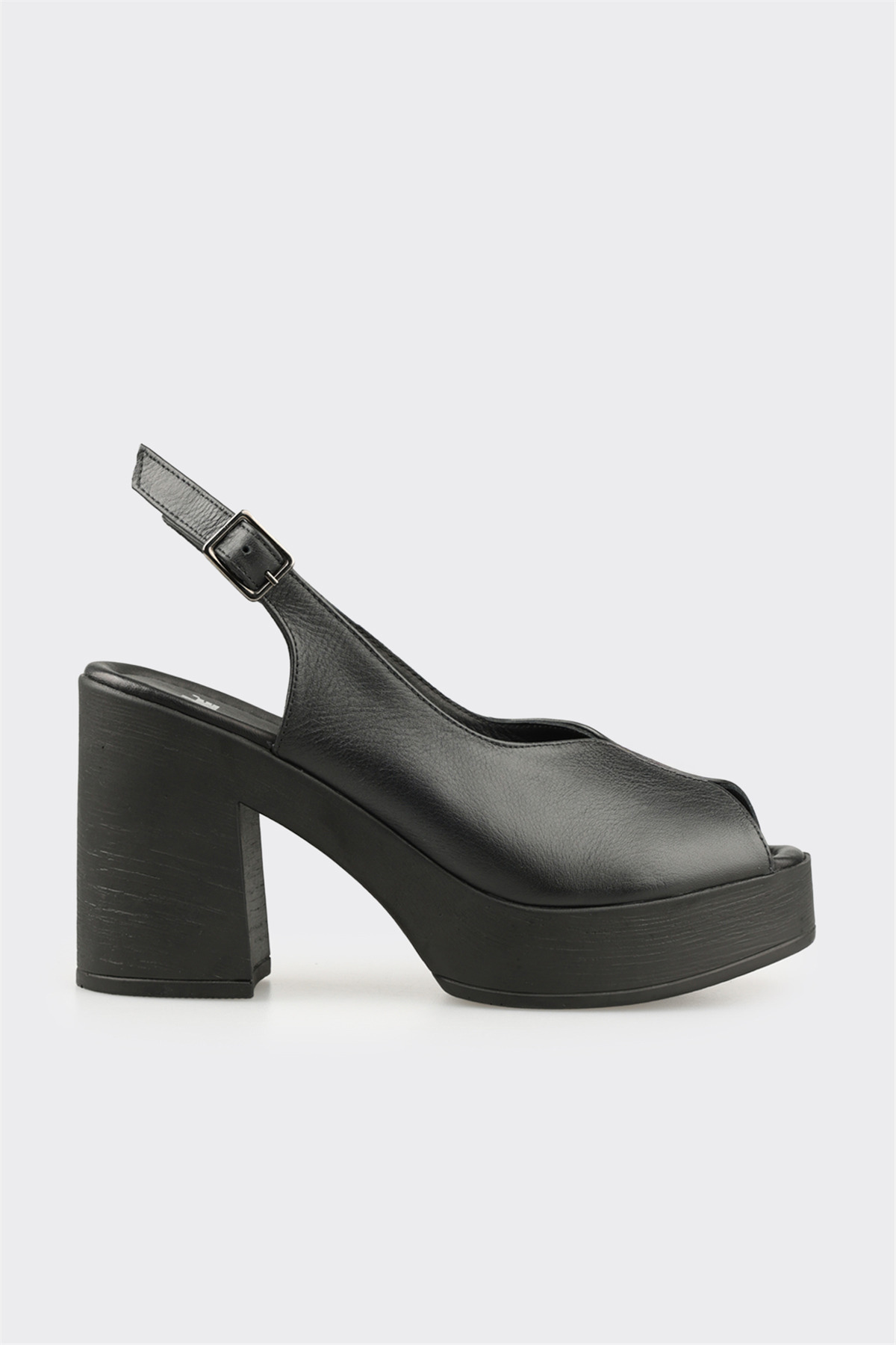 Elle Shoes Siyah Deri Kadın Yüksek Topuklu Sandalet