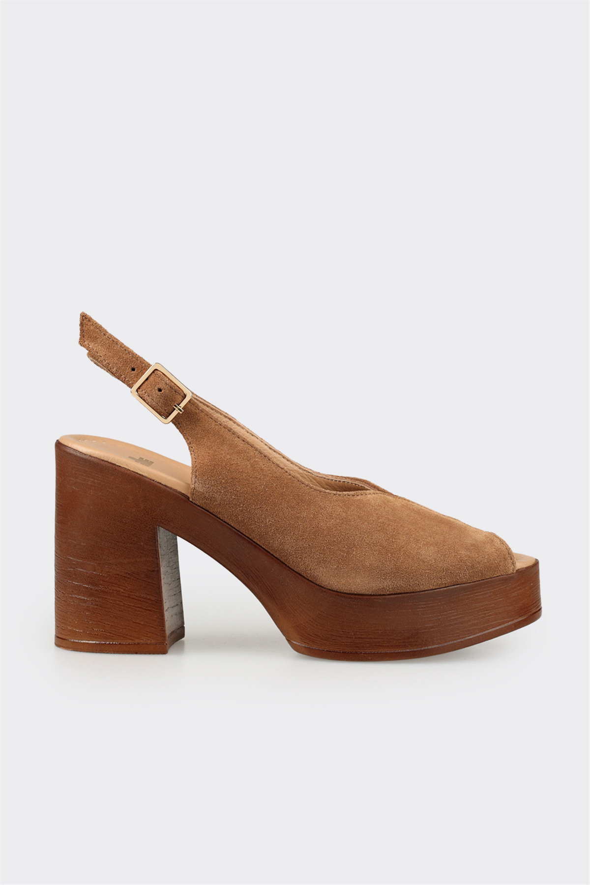 Elle Shoes Taba Deri Kadın Yüksek Topuklu Sandalet