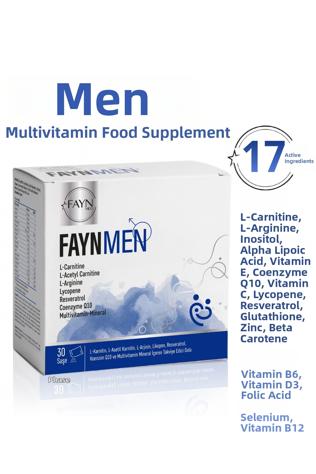 l carnitine l arginine vitamin e FAYNMED Faynmen Men's Vitamin L-Carnitine L-Arginine Coenzyme Q10 and  Multivitamin- Trendyol