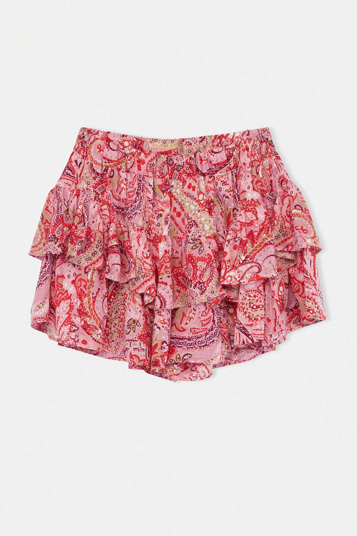 Trendyolmilla  Kırmızı Etnik Desenli Mini Dokuma Büyük Beden Şort TBBSS26AP00003 - Görsel 7