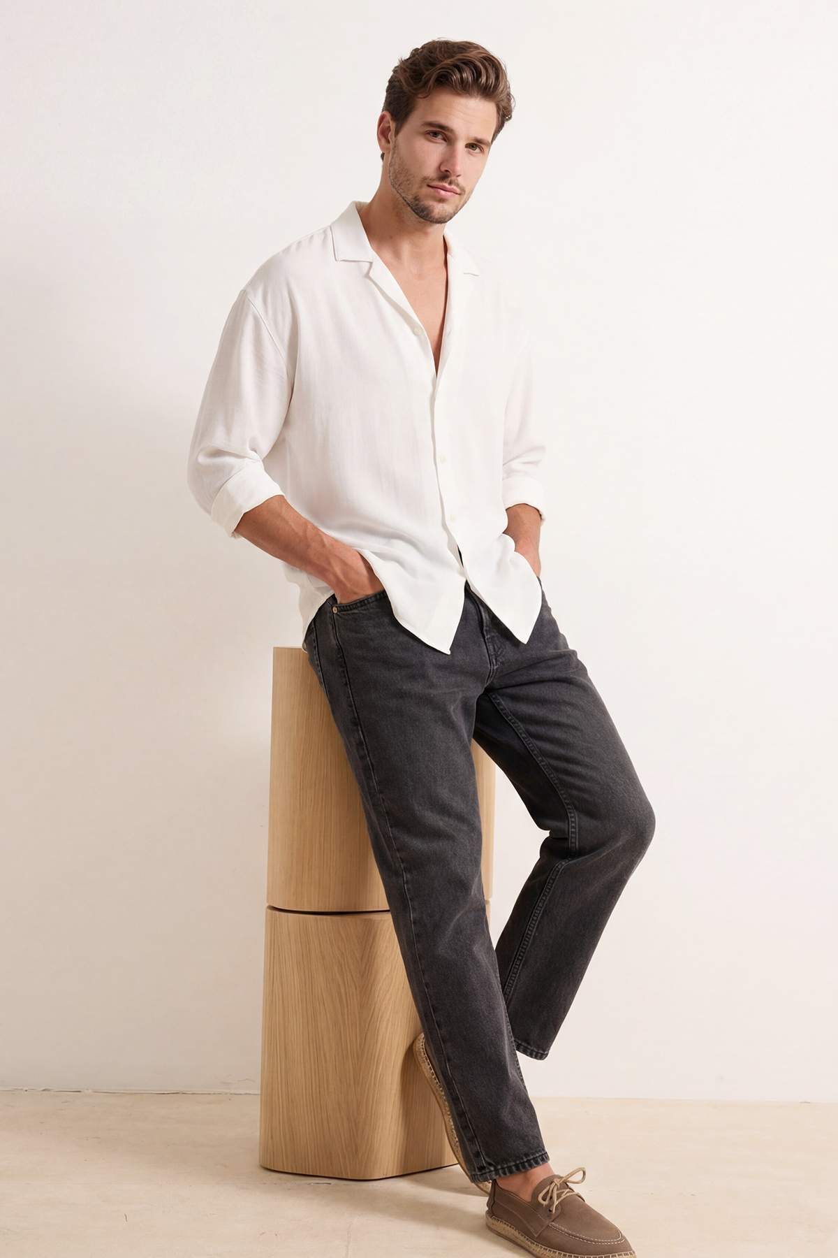Trendyolmilla Man Antrasit Baggy/Geniş Bol Kesim Kot Pantolon Jeans TMNAW24JE00027