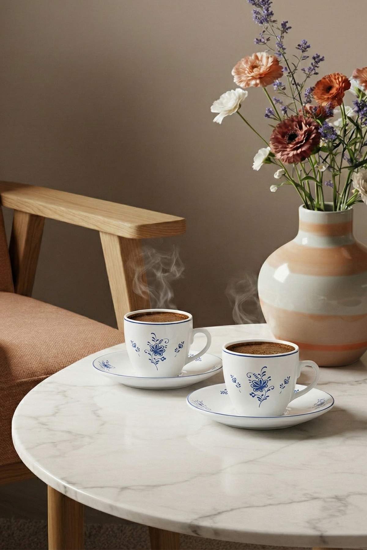 Trendyol Home 2-Piece Blue Blanc Porcelain Coffee Cup Set 90Cc Tphss26Kfc00011