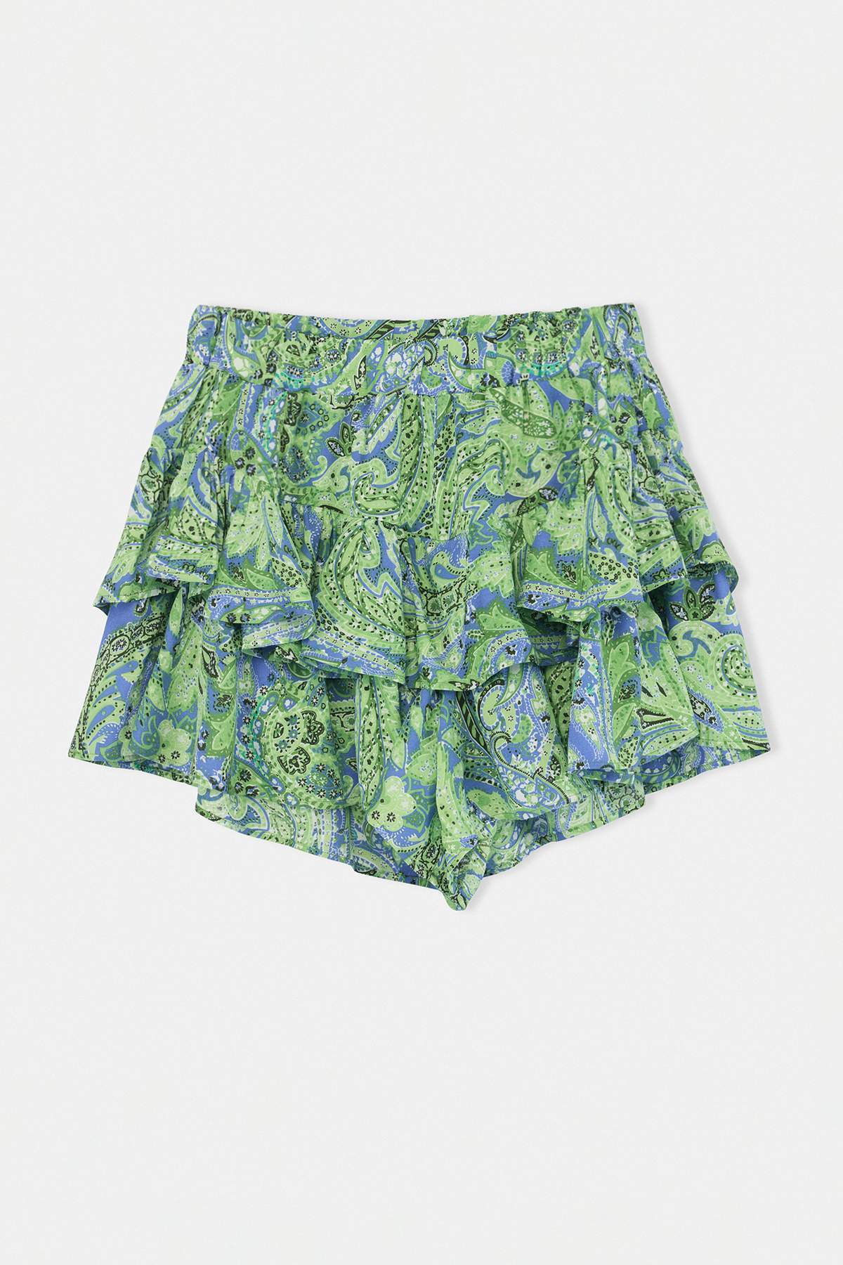 Trendyolmilla  Yeşil Şal Desenli Mini Dokuma Büyük Beden Şort TBBSS26AP00003 - Görsel 5