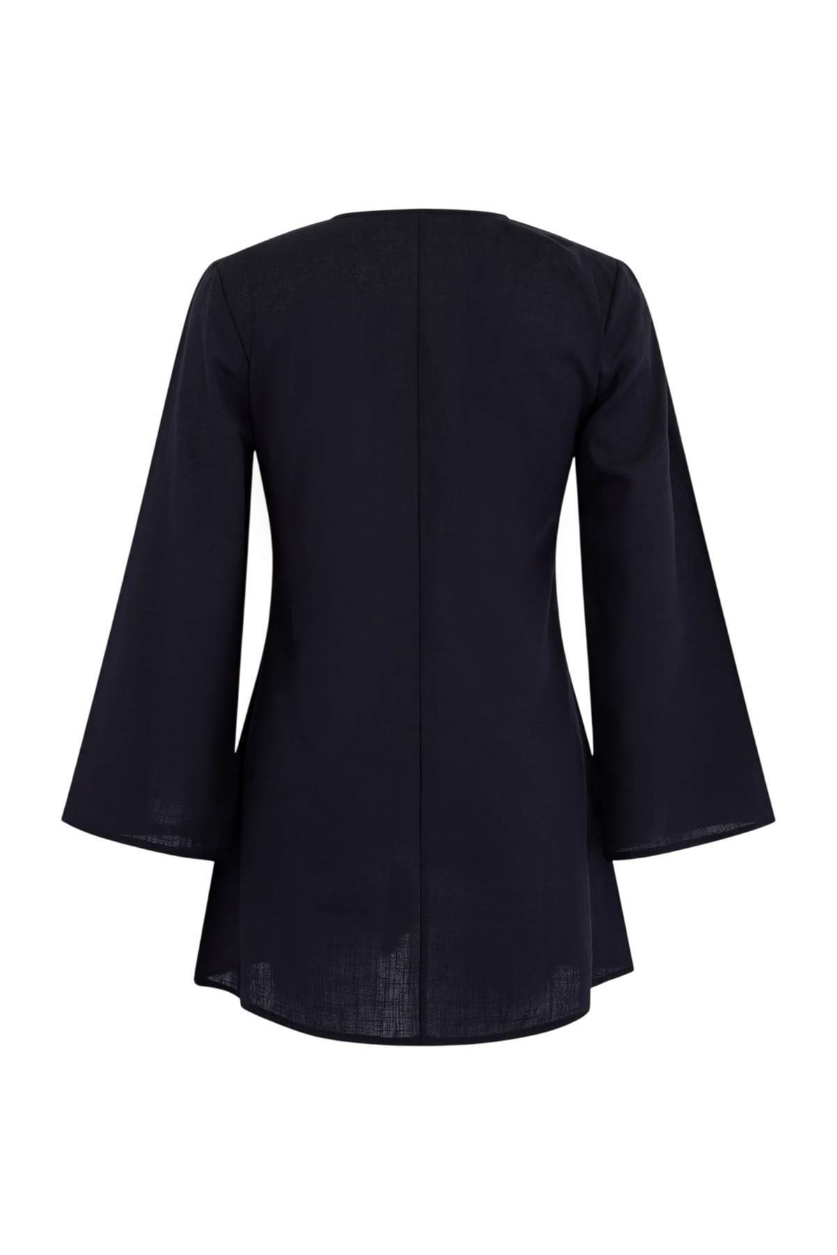 Trendyolmilla  Siyah Dokuma Döküm Aksesuarlı Plaj Mini Elbise TBESS24EL00020 - Görsel 6