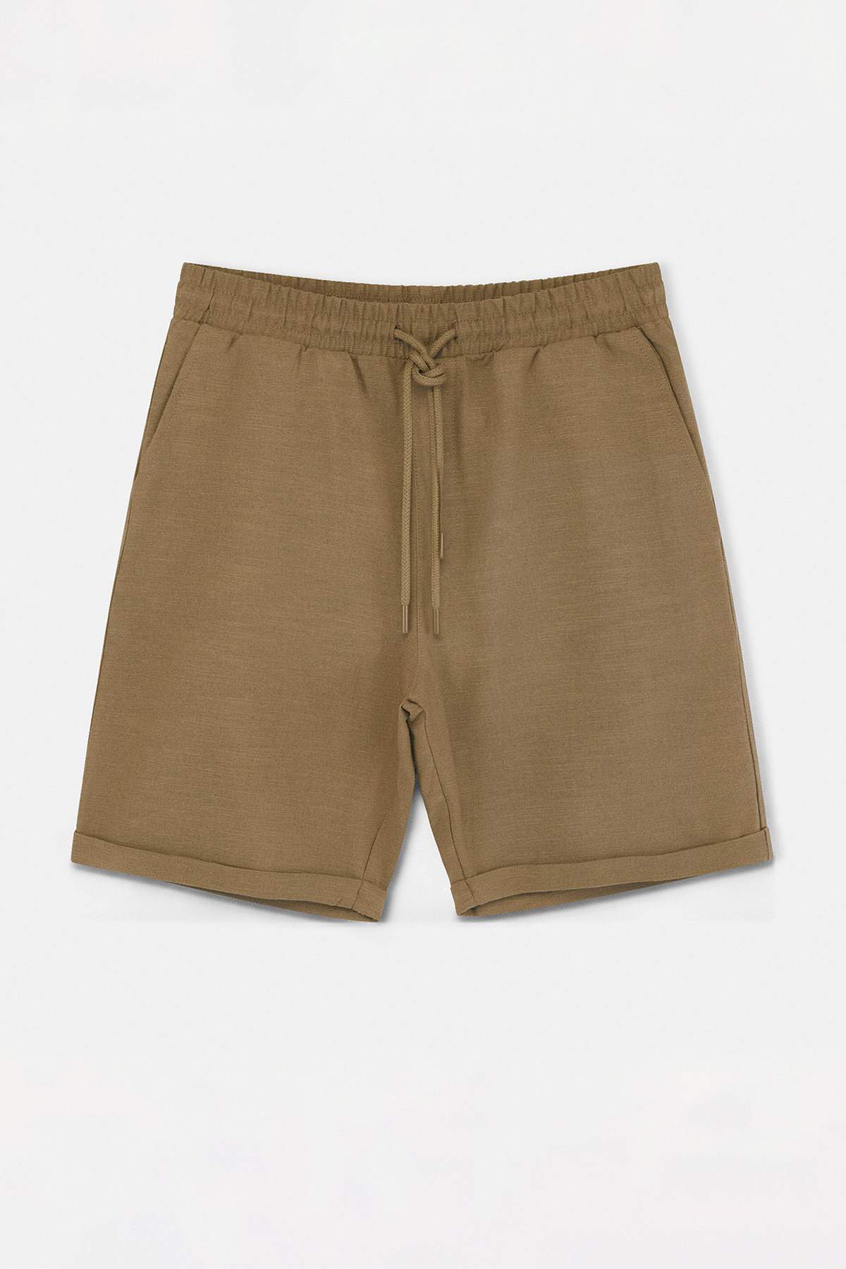 Trendyolmilla  Vizon Beli Lastikli Keten Görünümlü %100 Pamuk Dokuma Erkek Şort & Bermuda TMNSS26SR00008 - Görsel 4