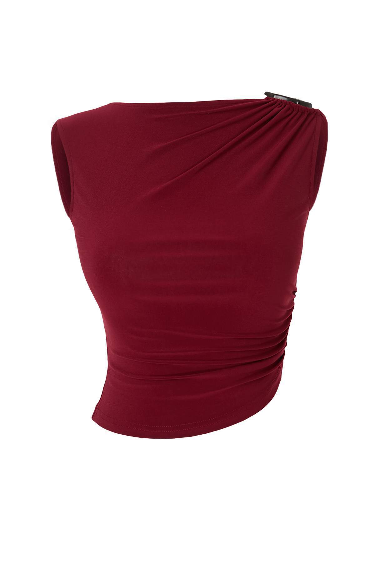 Trendyolmilla Limited Edition Bordo Düz Kayık Yaka Kolsuz Örme Sandy Bluz TPRSS26BZ00062