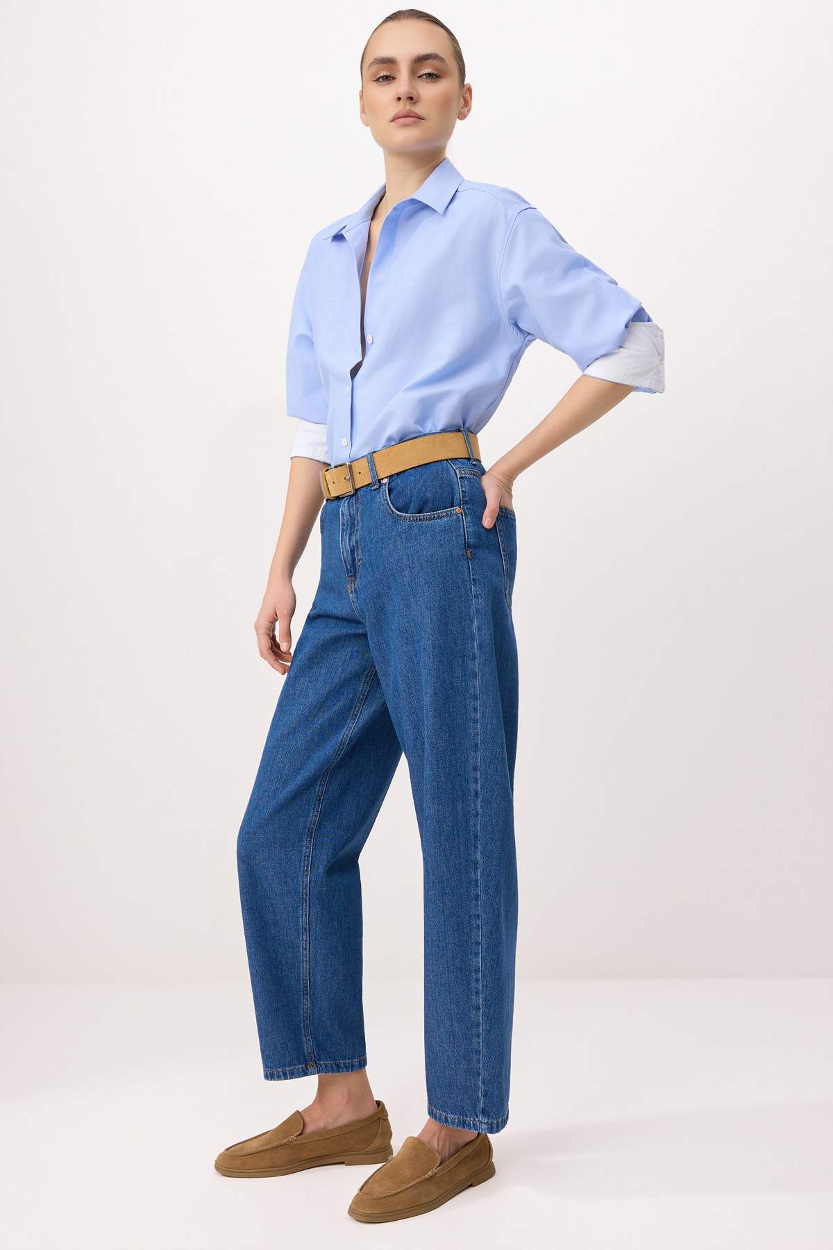 Trendyolmilla  Mavi %100 Pamuk Yüksek Bel Barrel Jeans TWOSS26JE00261 - Görsel 2