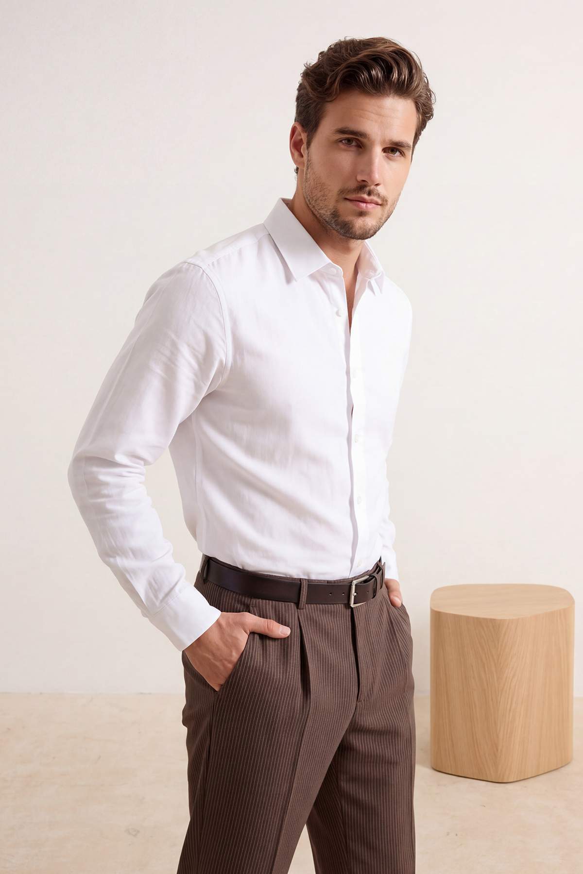 Trendyolmilla Man Beyaz Normal Kalıp/Regular Fit Poplin Yazlık Erkek Dokuma Gömlek TMNSS26GO00030