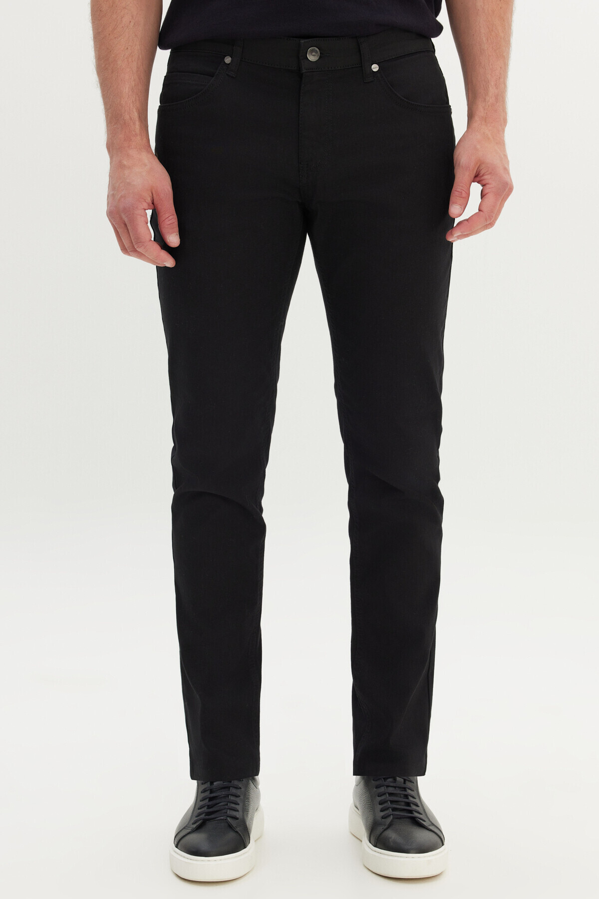 AC&Co / Altınyıldız Classics  Erkek Siyah Diz İzi Yapmayan 360 Derece Her Yöne Esneyen Slim Fit Diagonal Desenli Esnek Pantolon - Görsel 5