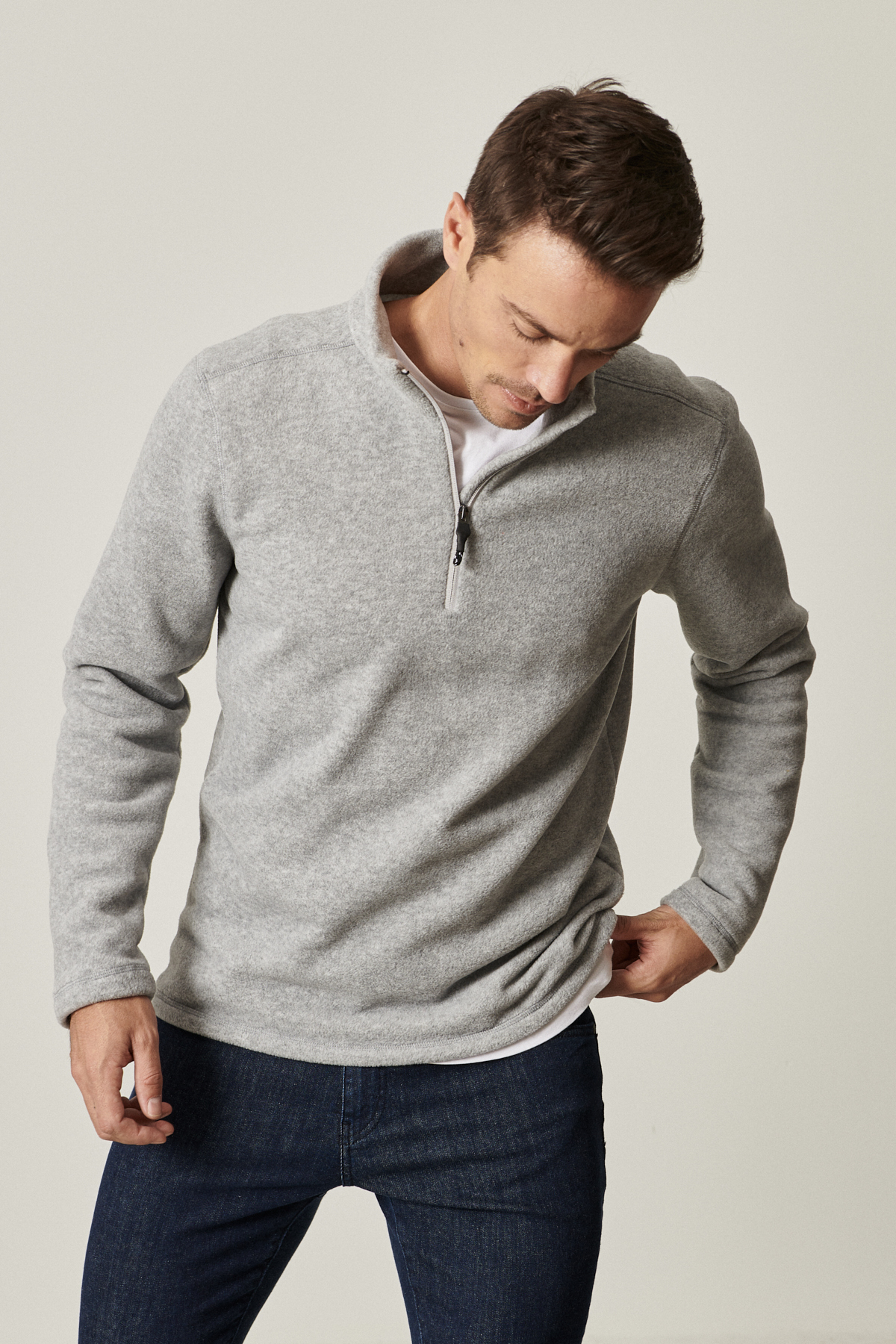 AC&Co / Altınyıldız Classics Erkek Gri Anti-pilling Tüylenme Yapmayan Standart Fit Dik Bato Yaka Soğuk Geçirmez Polar Sweatshirt görsel 6