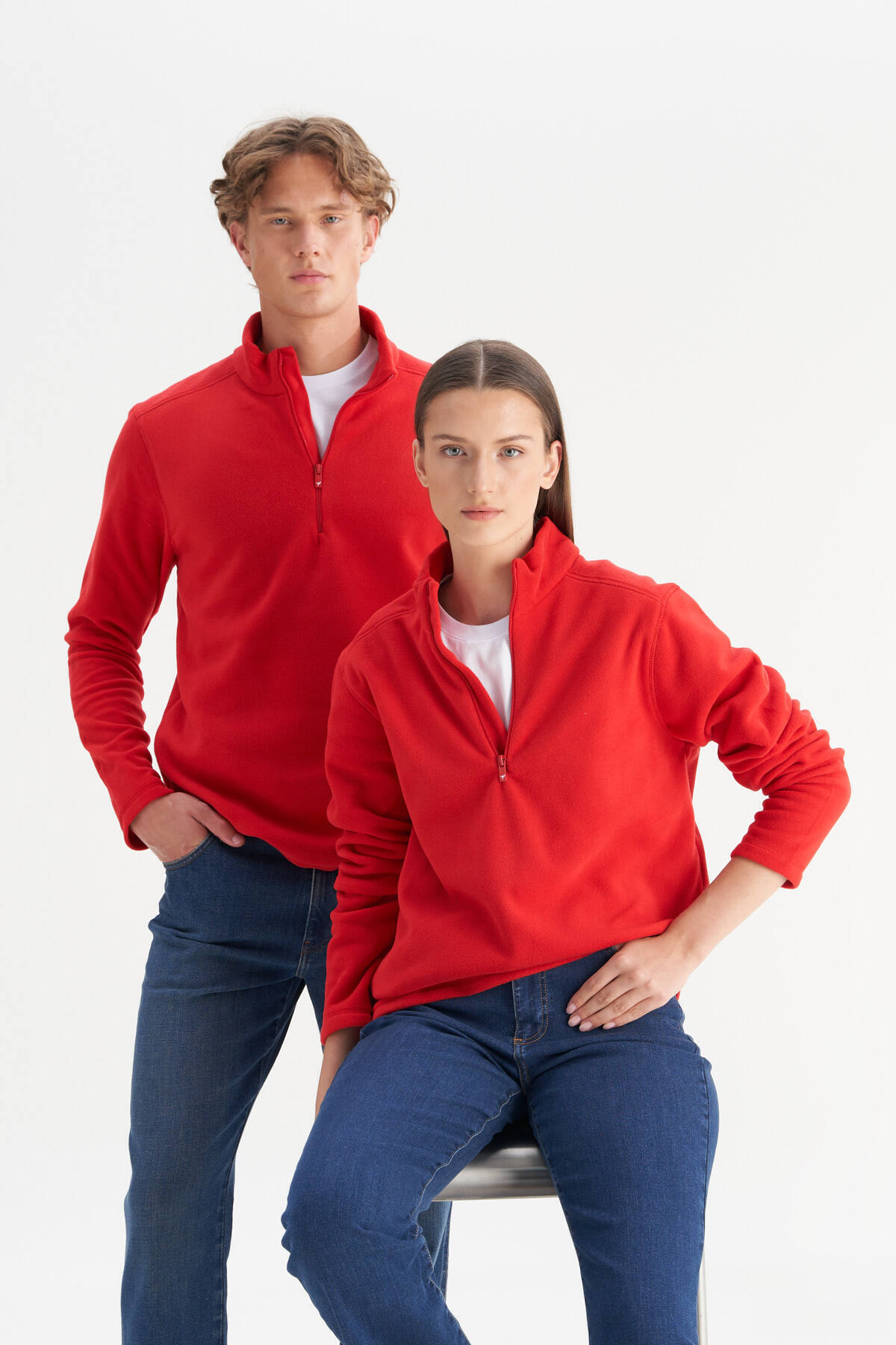 AC&Co / Altınyıldız Classics  Erkek Kırmızı Anti-pilling Tüylenme Yapmayan Standart Fit Dik Yaka Soğuk Geçirmez Polar Sweatshirt - Görsel 7