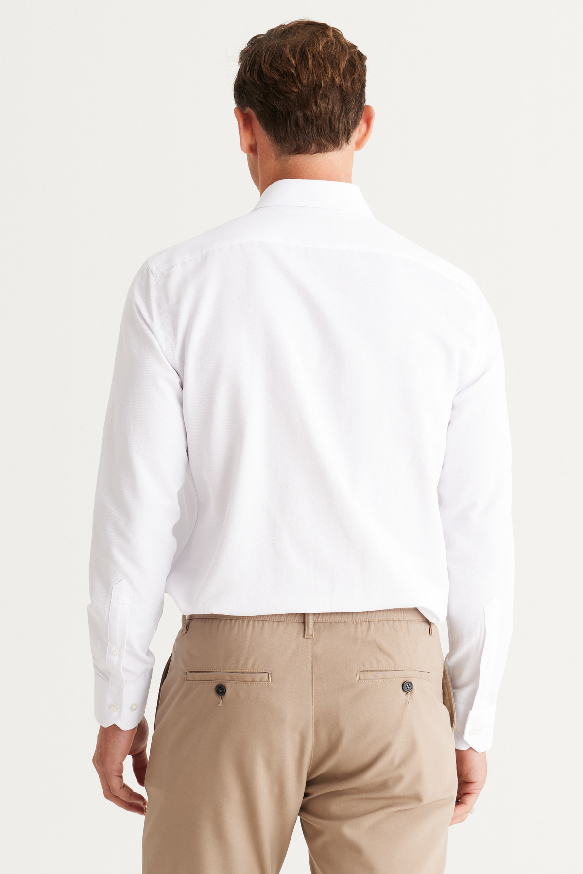 AC&Co / Altınyıldız Classics  Erkek Beyaz Kolay Ütülenebilir Slim Fit Dar Kesim Oxford Düğmeli Yaka Armürlü Pamuklu Gömlek - Görsel 9