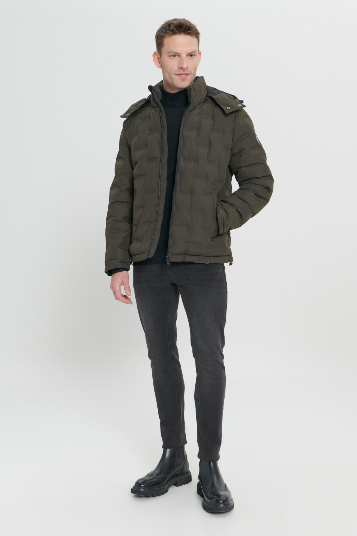 Altınyıldız Classics  Erkek Haki Rüzgar Geçirmez Termometreli Sıcak Tutan Standart Fit Normal Kesim Kapüşonlu Desenli Mont - Görsel 2