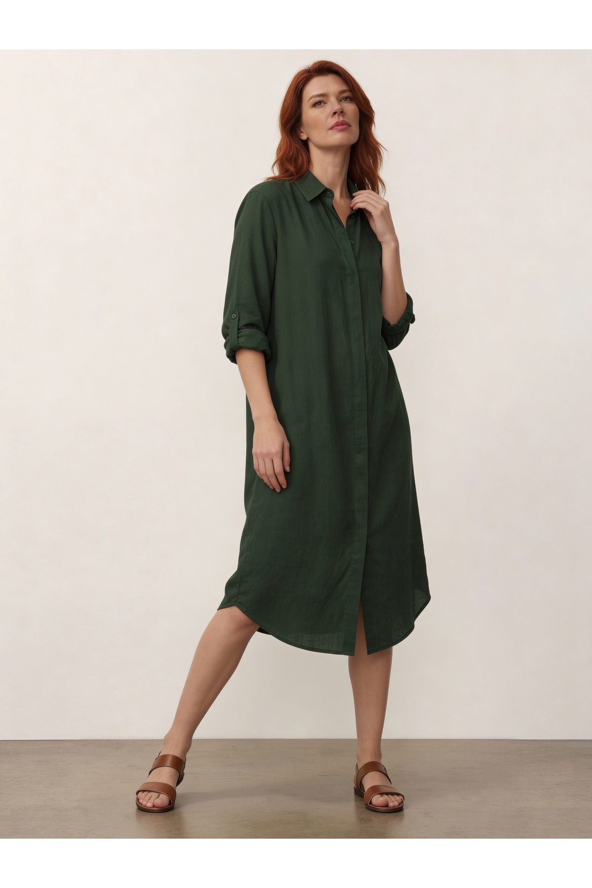 Viscose Shirt Dress Duckhead Green
