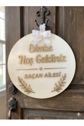 CUTORYA Özel Tasarım Hoşgeldiniz Kapı Süsü (Ahşap & Pleksi)