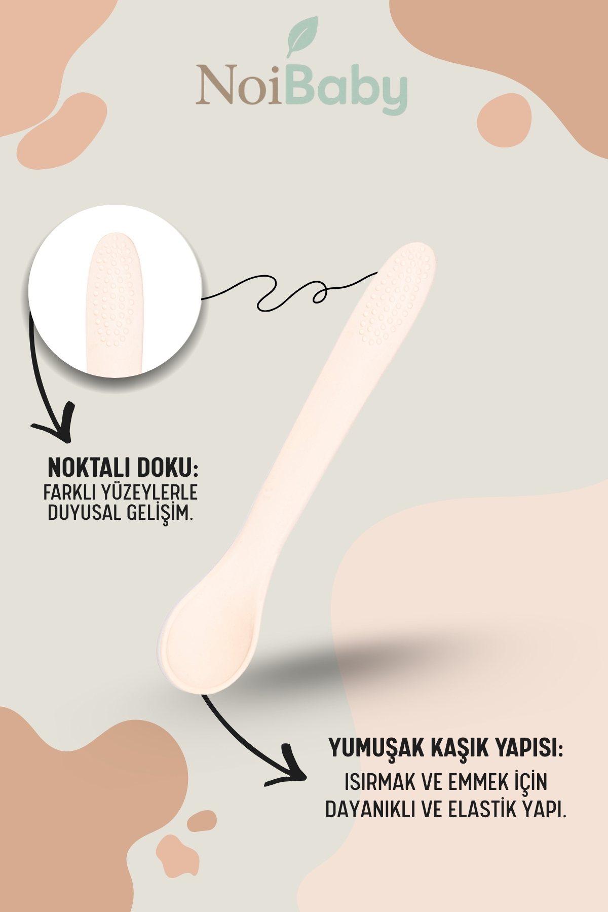 Genel Markalar Krem 3’lü Silikon Yemek Seti – Önlük + Diş Kaşıyıcılı Kaşık + Vakumlu Tabak fotoğrafı 4 (önizleme)