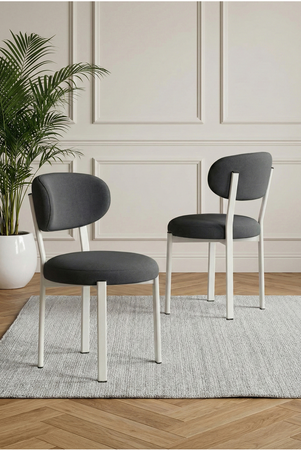 Puffy Series 1 Pc Kitchen Lounge Chair Baby Face Fabric Wipeable Metal Skeleton DARK GRAY