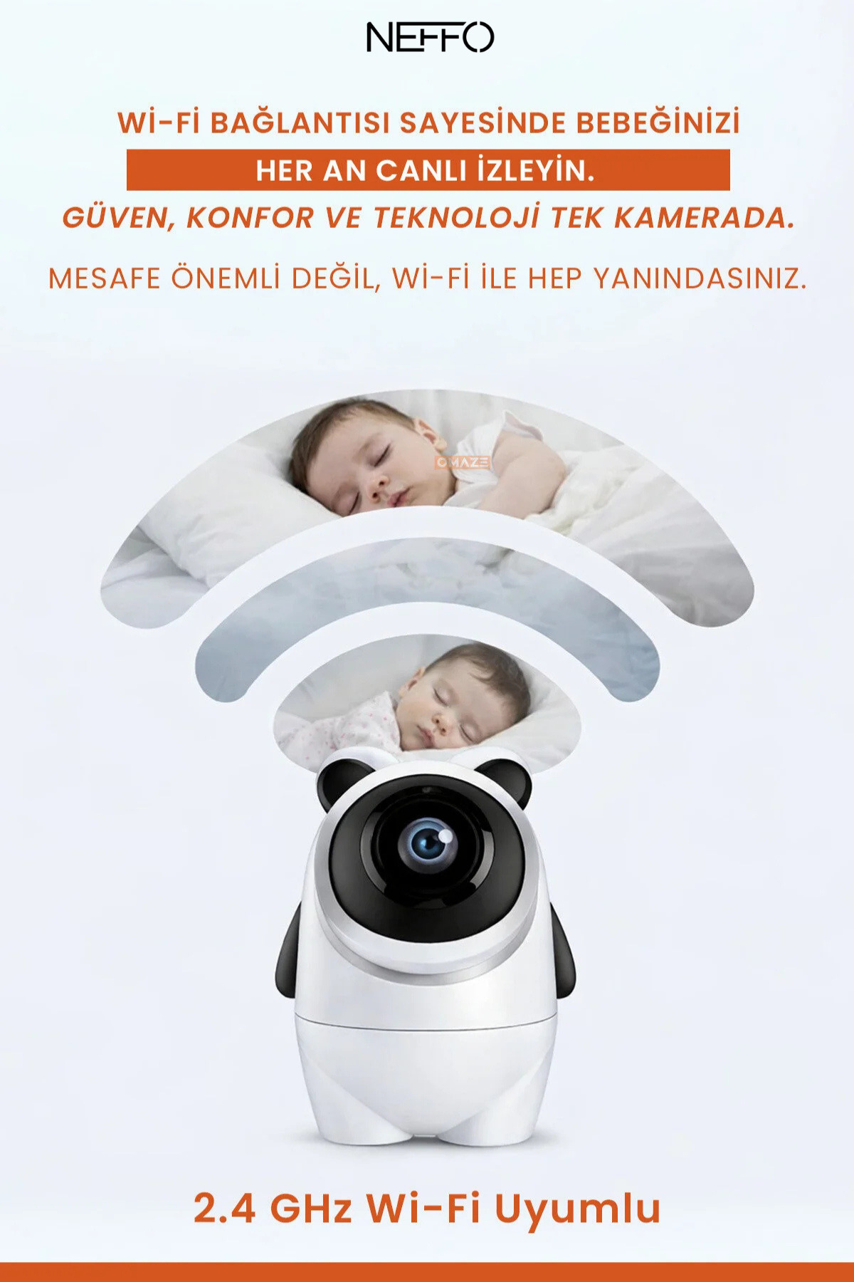 NEFFO Ekranlı Bebek Kamerası Gece Görüşlü Hareketli Ip Güvenlik Kamera Monitörü Oda Sıcaklık Kontrollü fotoğrafı 5 (önizleme)