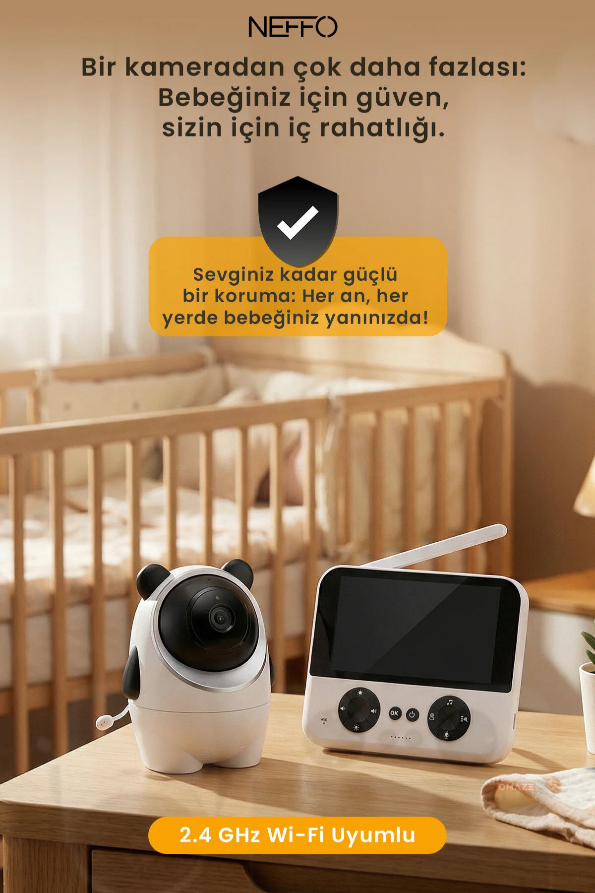 NEFFO Ekranlı Bebek Kamerası Gece Görüşlü Hareketli Ip Güvenlik Kamera Monitörü Oda Sıcaklık Kontrollü fotoğrafı 2 (önizleme)