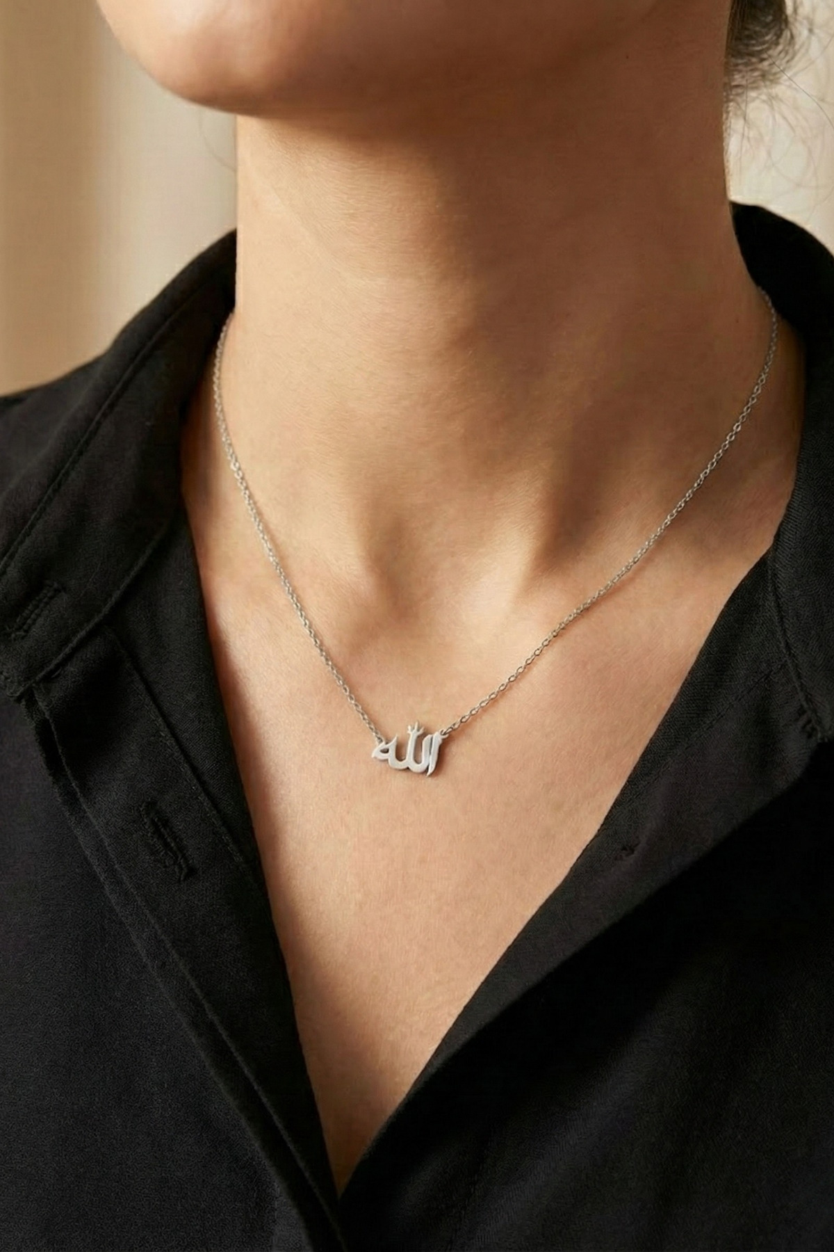 neshely jewelry 925 Ayar Gümüş Charmlı (Kolye Ucu) Allah Yazılı Gümüş Kolye görsel 2