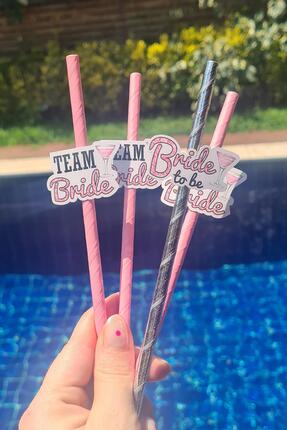 PEKSHOP Bride Pipet Seti Pembe Glitter Konsept Bekarlığa Veda Bride Party Süs...