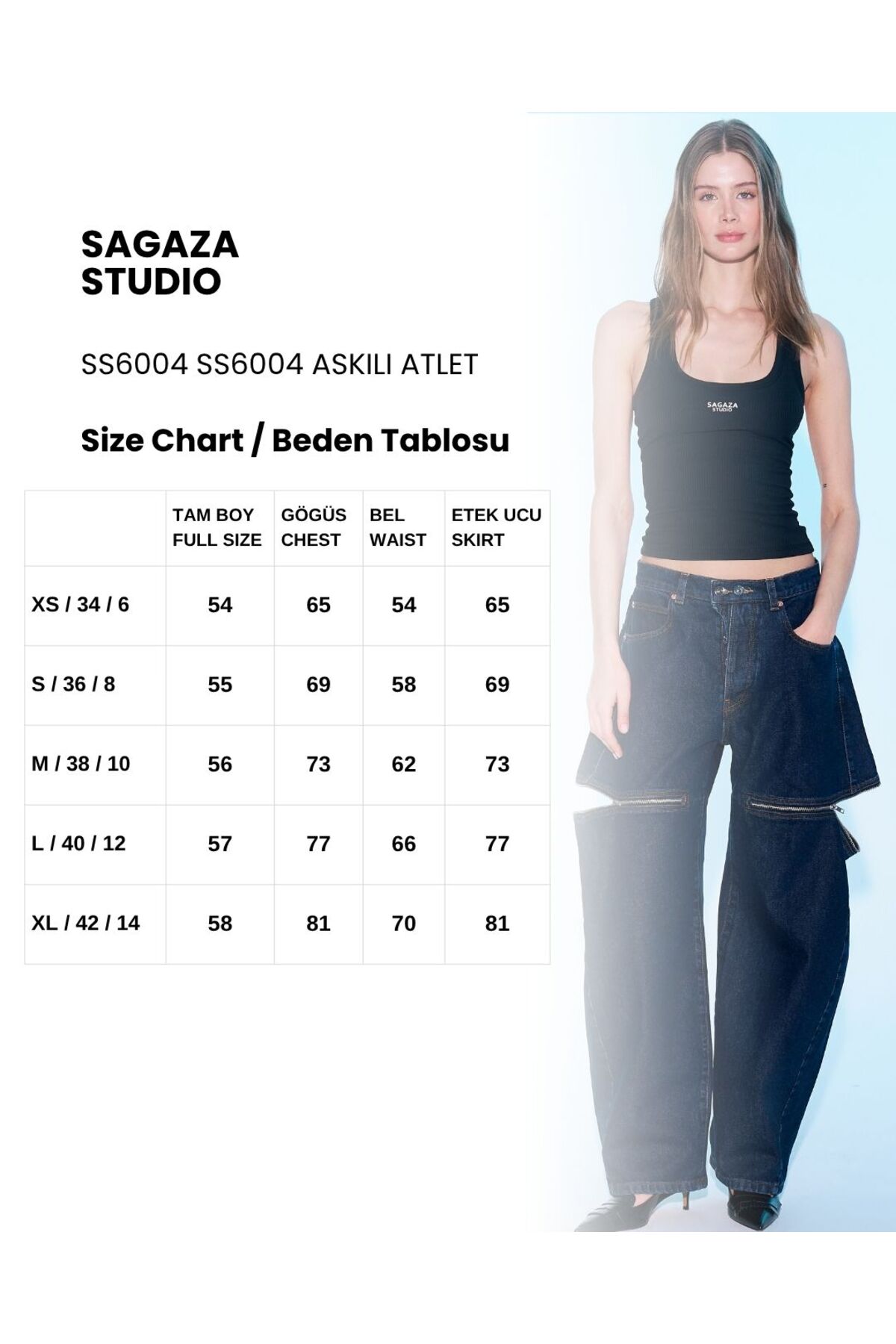 Sagaza Studio SS6004 Geniş Asklı Atlet görsel 5
