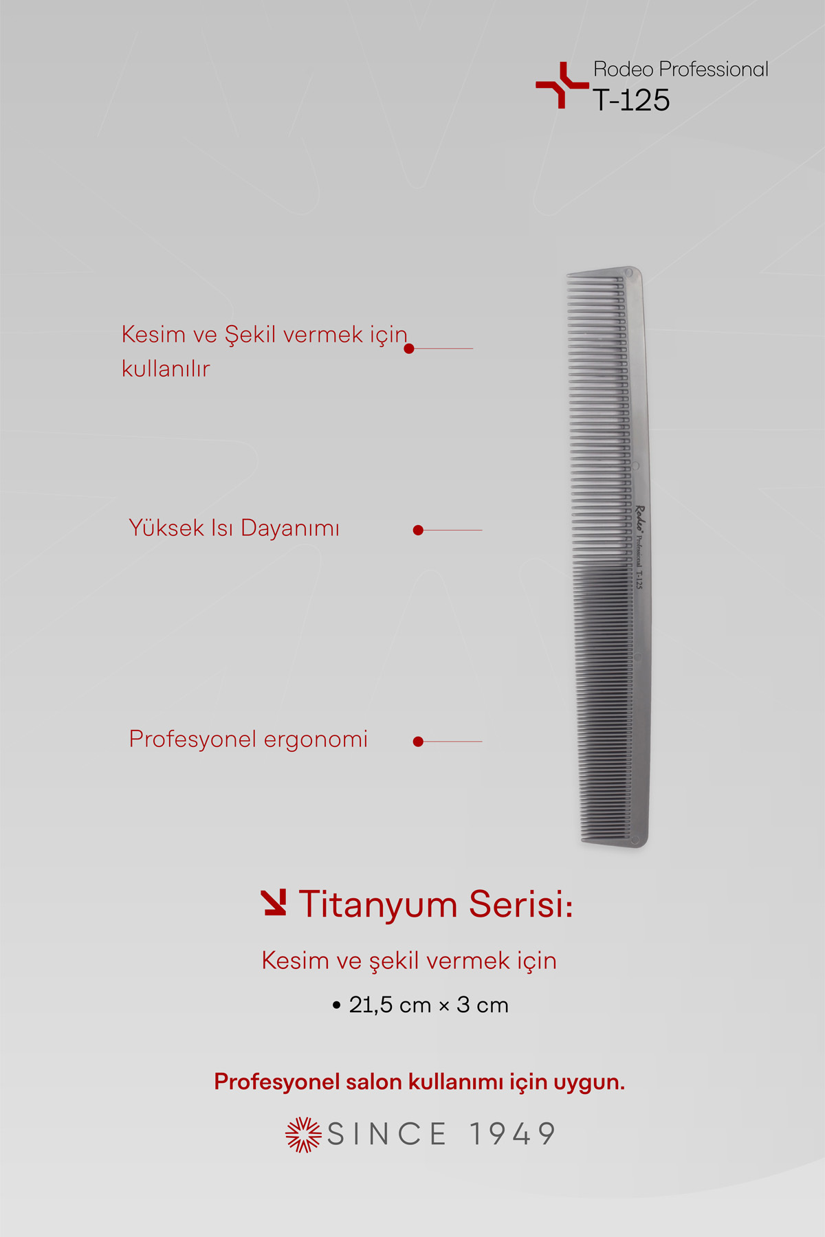 شانه موی تیتانیوم T-125 — خاکستری — تصویر 2 از 2
