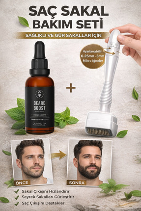 Dermotik Saç Sakal Oluşumuna Yardımcı Serum Seti Ayarlanabilir Dermastamp Tit...