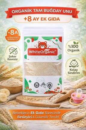 White Organic Organik Tam Buğday Unu 250 gr +8 Ay