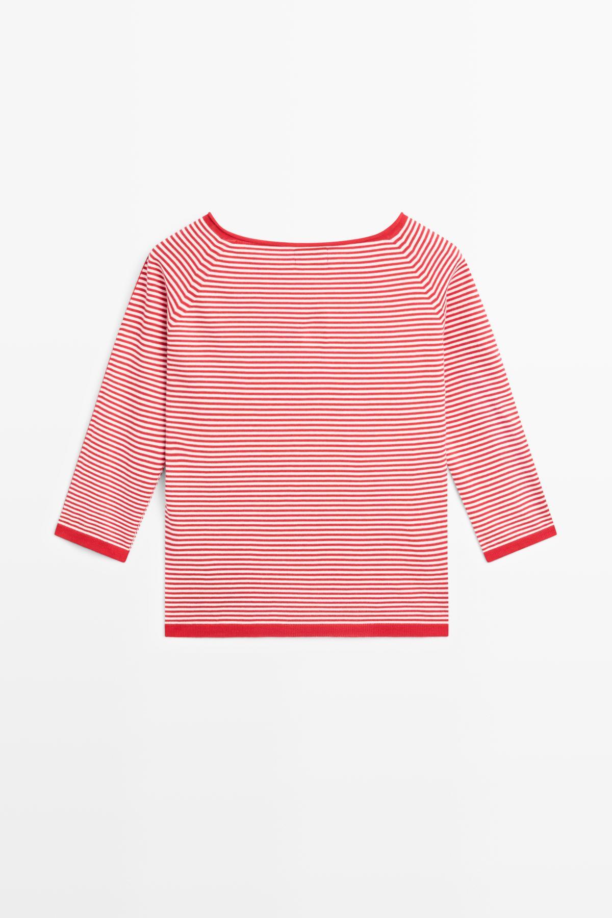 Massimo Dutti  Pamuklu çizgili triko kazak - Görsel 8