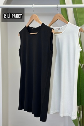 İMAJSTORE 2 Lİ PAKET %100 PAMUKLU PENYE KUMAŞ İÇLİK TUNİK