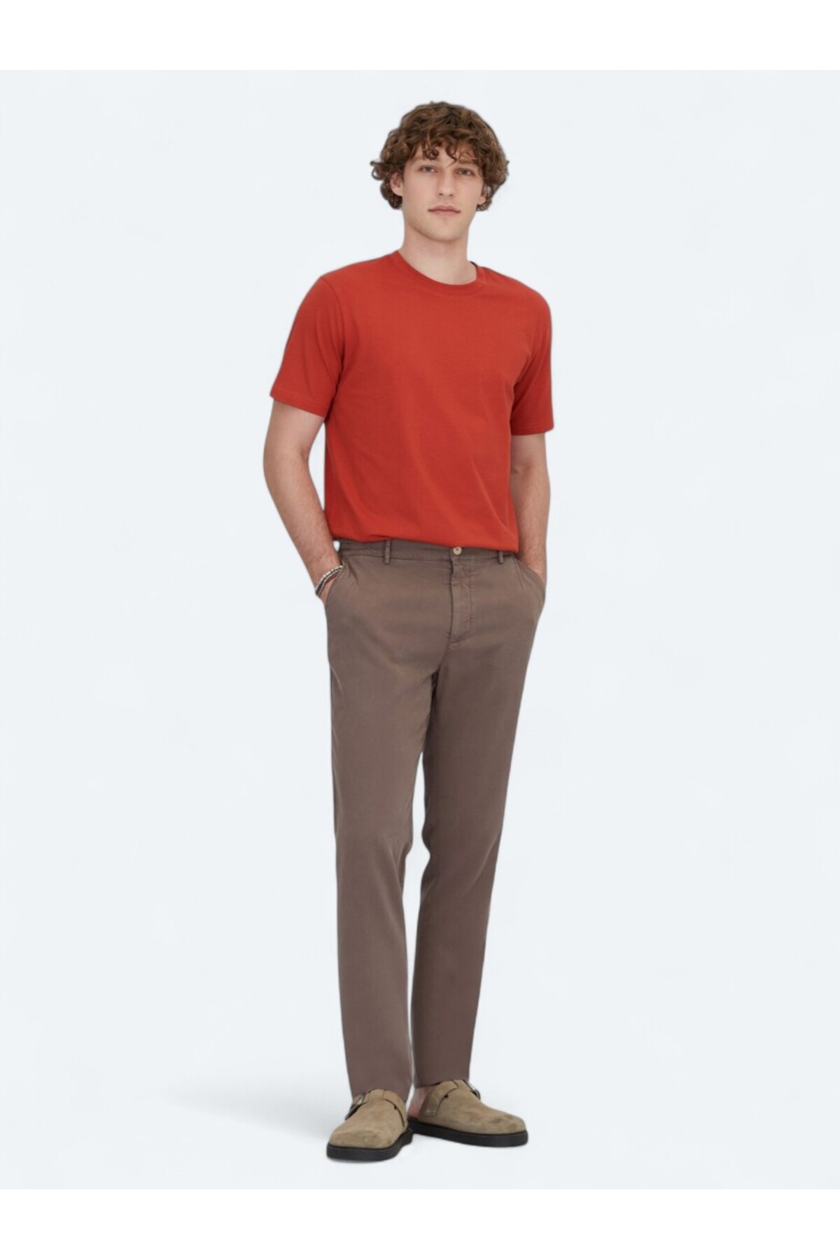 Brown Woven Jogging Fit Casual Cotton Blend Pants