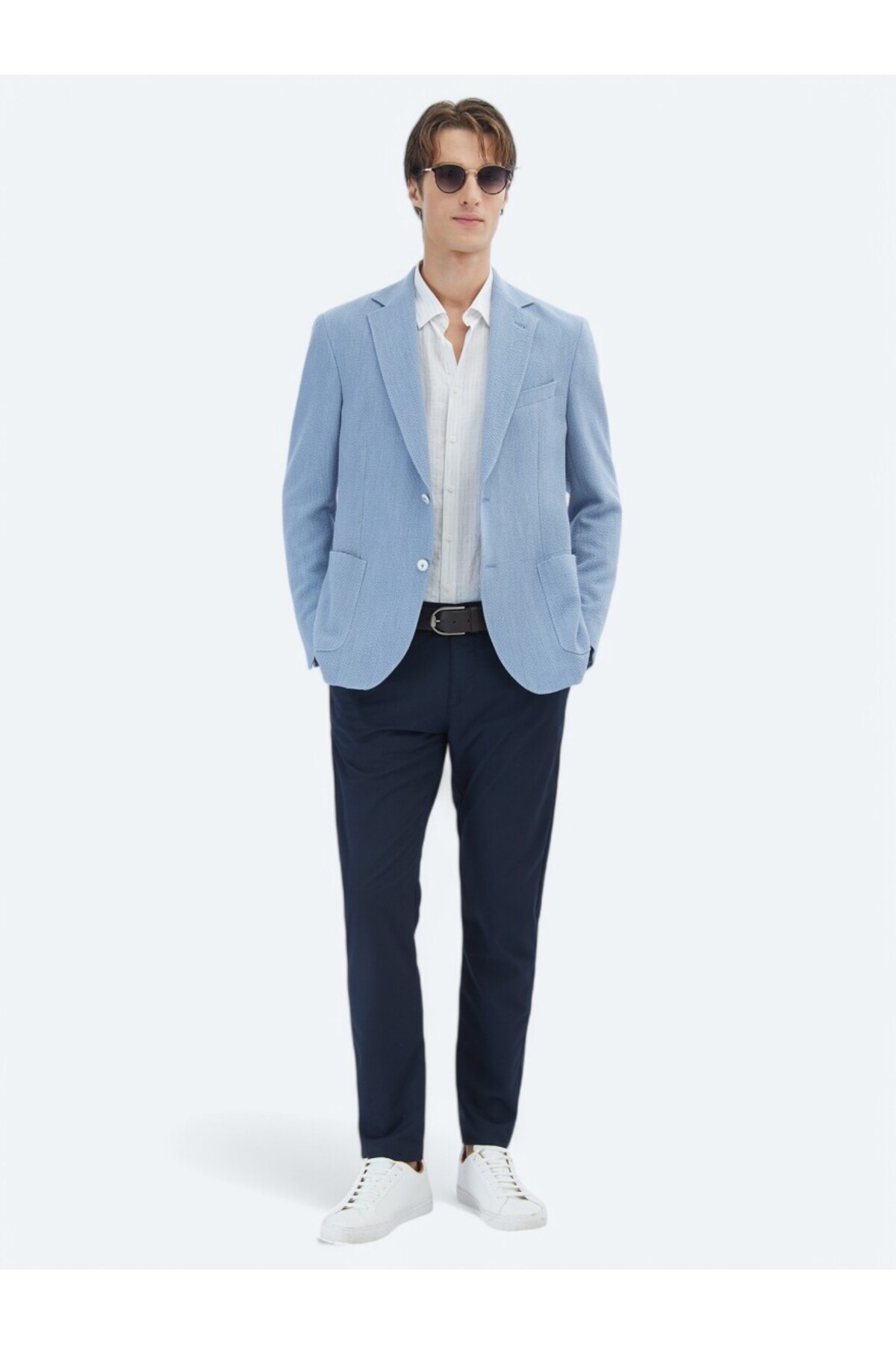 Kip  Mavi Desenli Modern Fit Ceket - Görsel 2