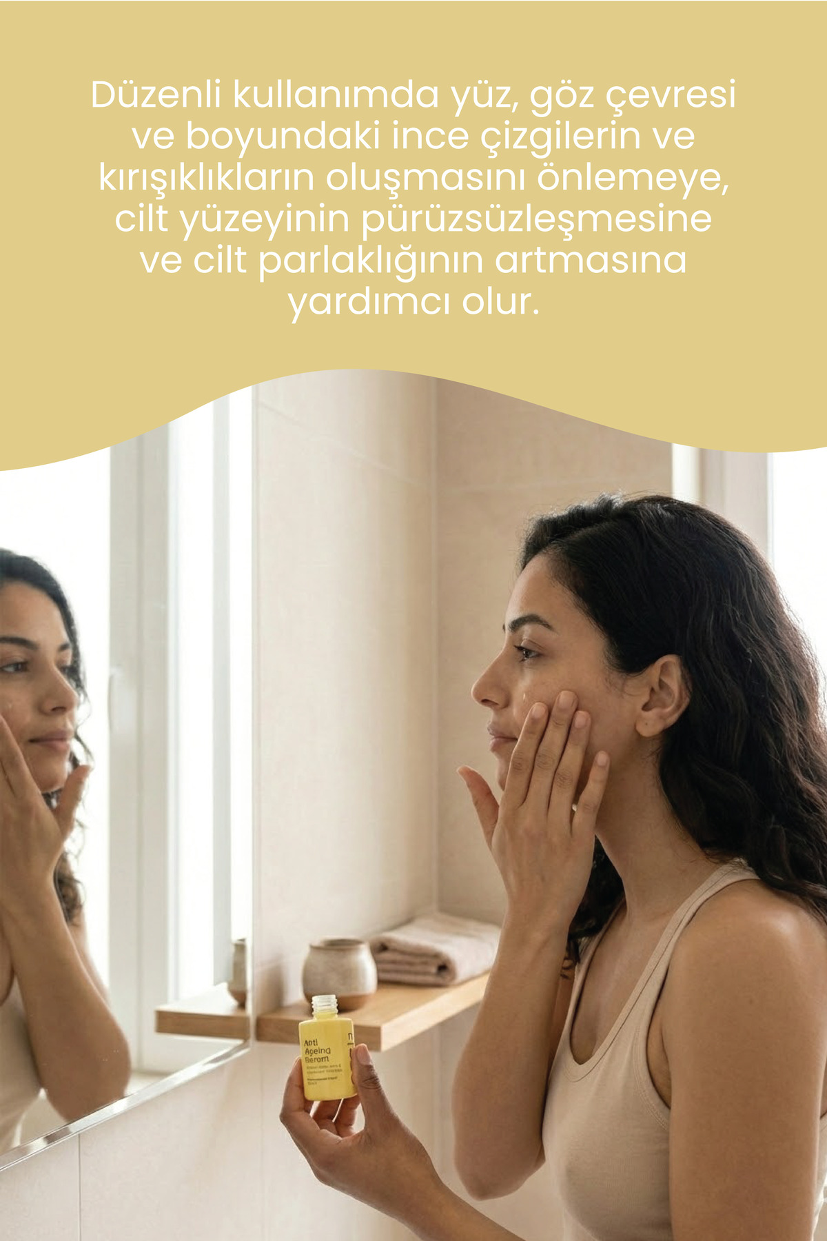 Yaşlanma Karşıtı Anti-Aging Serum 30 ml - Hyaluronik Asit & Yeşil Çay Özlü - Sıkılaştırıcı Bakım - Doğal İçerikli — STK007 — تصویر 4 از 5