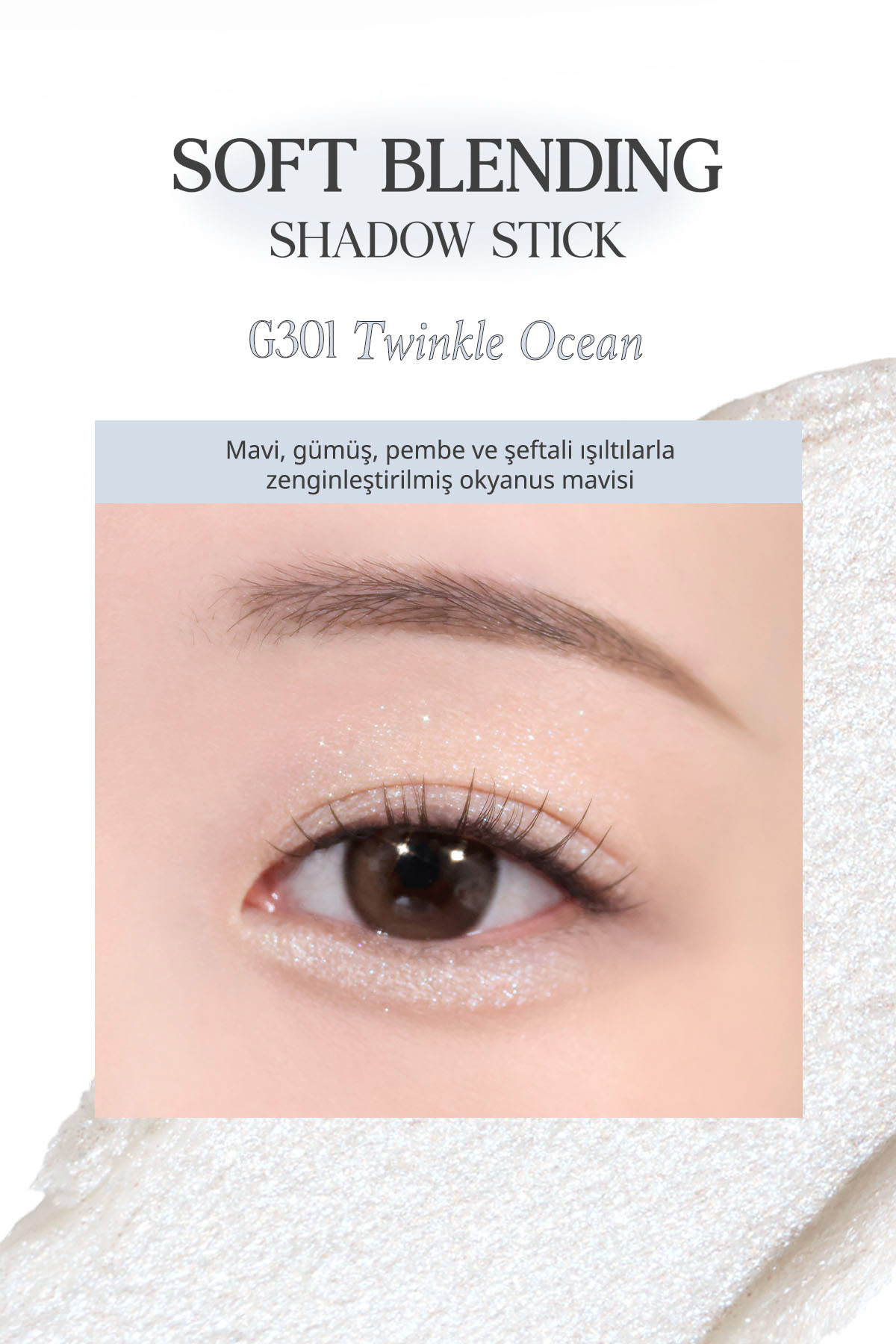 Kremsi, Kolayca Uygulanan ve Sabitlenen Fırçalı Kalem Far Soft Blending Shadow Stick (G301) — سفید 111656 — تصویر 3 از 9