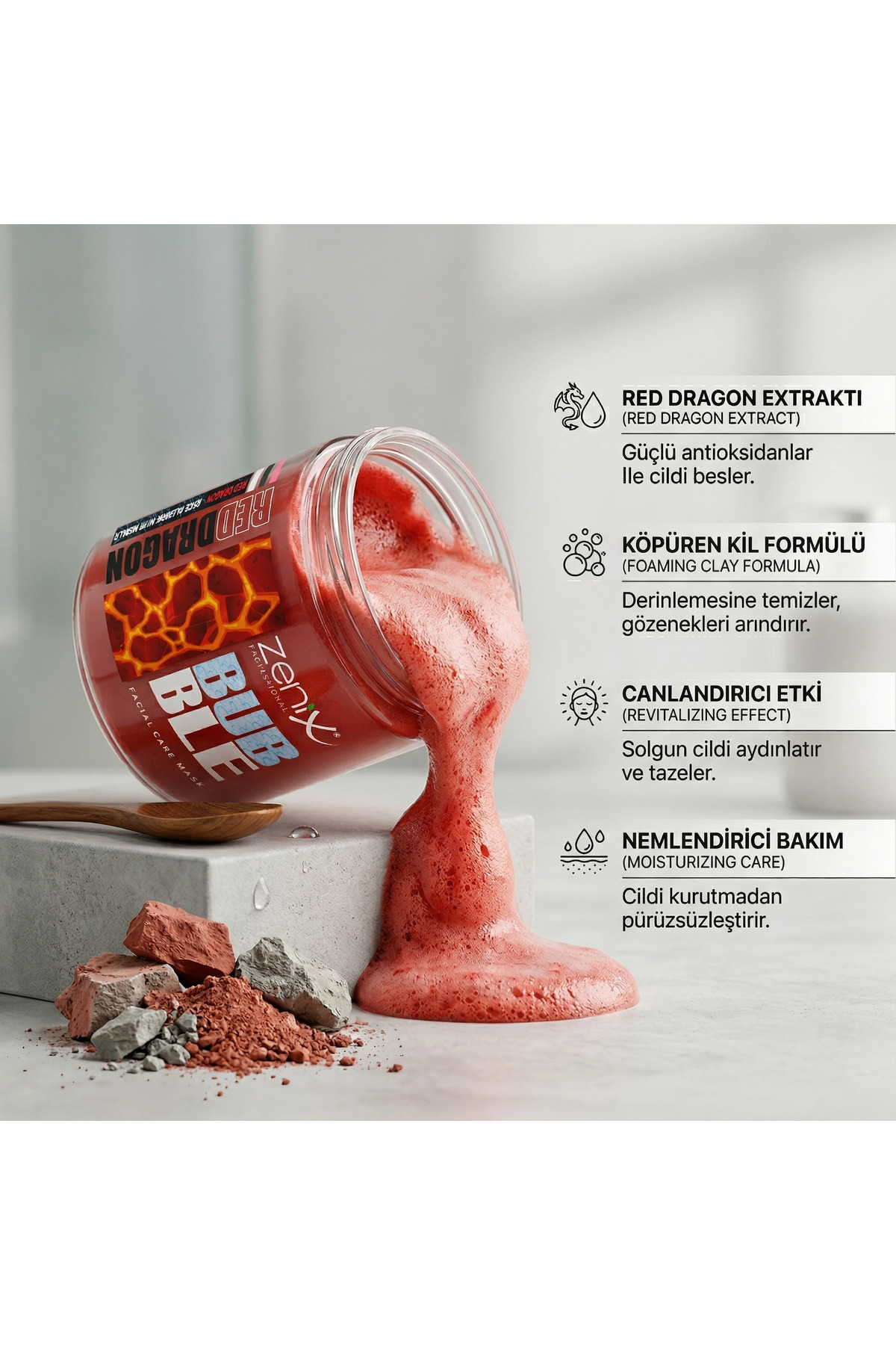 Zenix bubble clay face mask red dragon 100 ml - Fiyatı, Yorumları