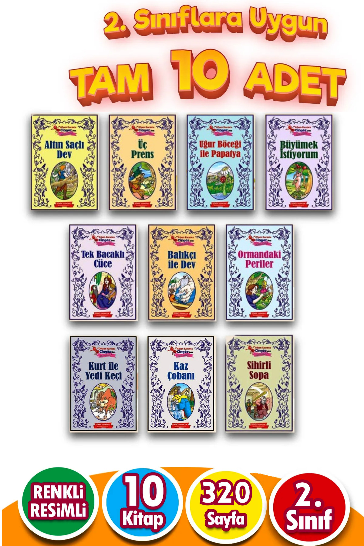 GÖNÜL YAYINCILIK Grimm Masalları 2.sınıflara Uygun Okumayı Sevdiren 10'lu Hikaye Seti 100 Temel Eser fotoğrafı 3 (önizleme)