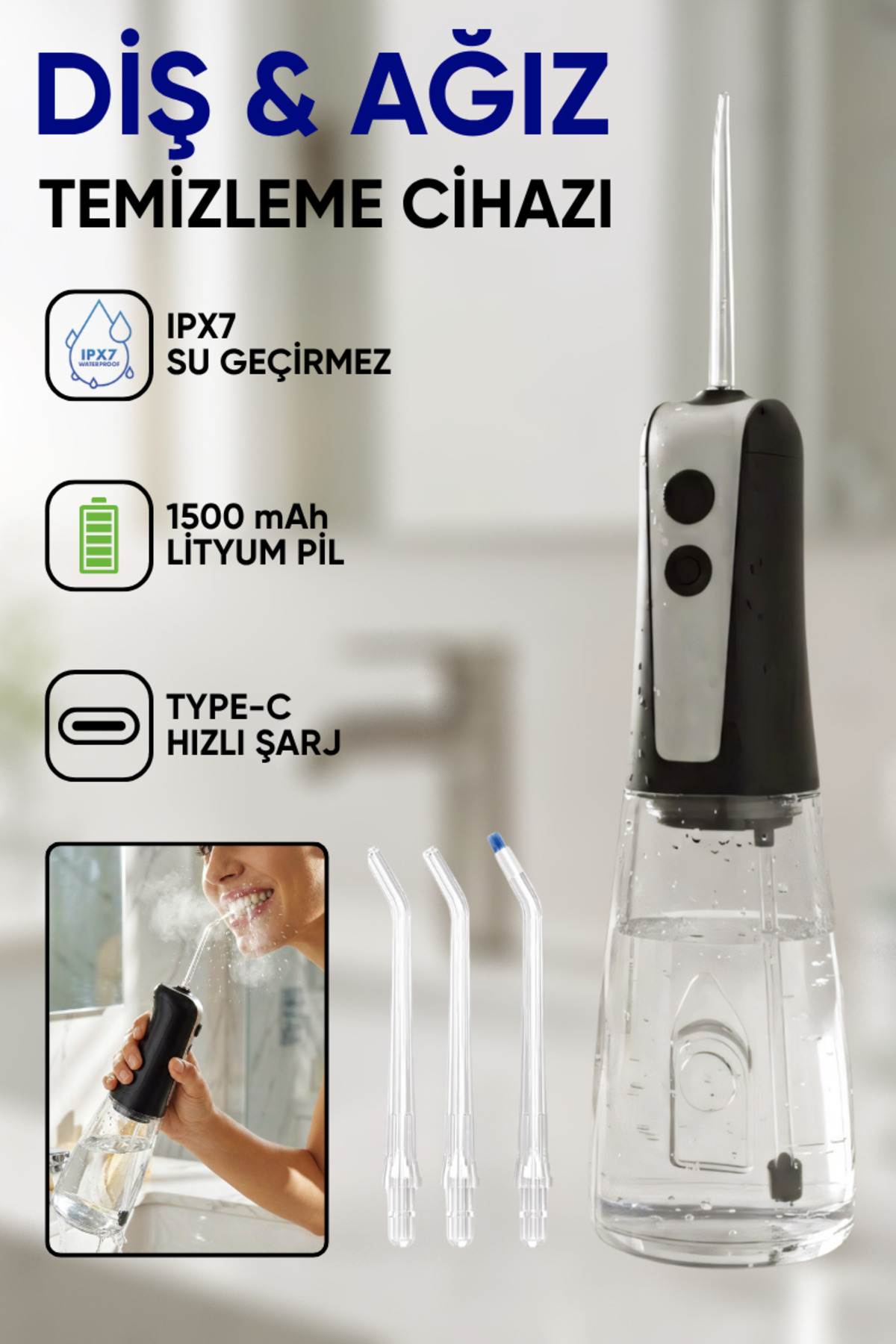 Snailax Akıllı Şarjlı 390ml Geniş Su Hazneli Ağız Duşu 1500mAh IPX7 Diş ve Ağız Temizleme Cihazı - Fiyatı, Yorumları