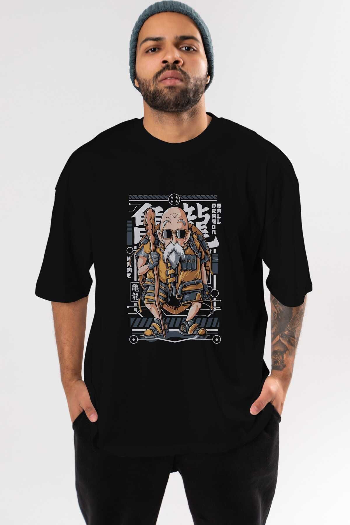 roshi new Anime Preprinted Black Oversize T-shirt Men Women