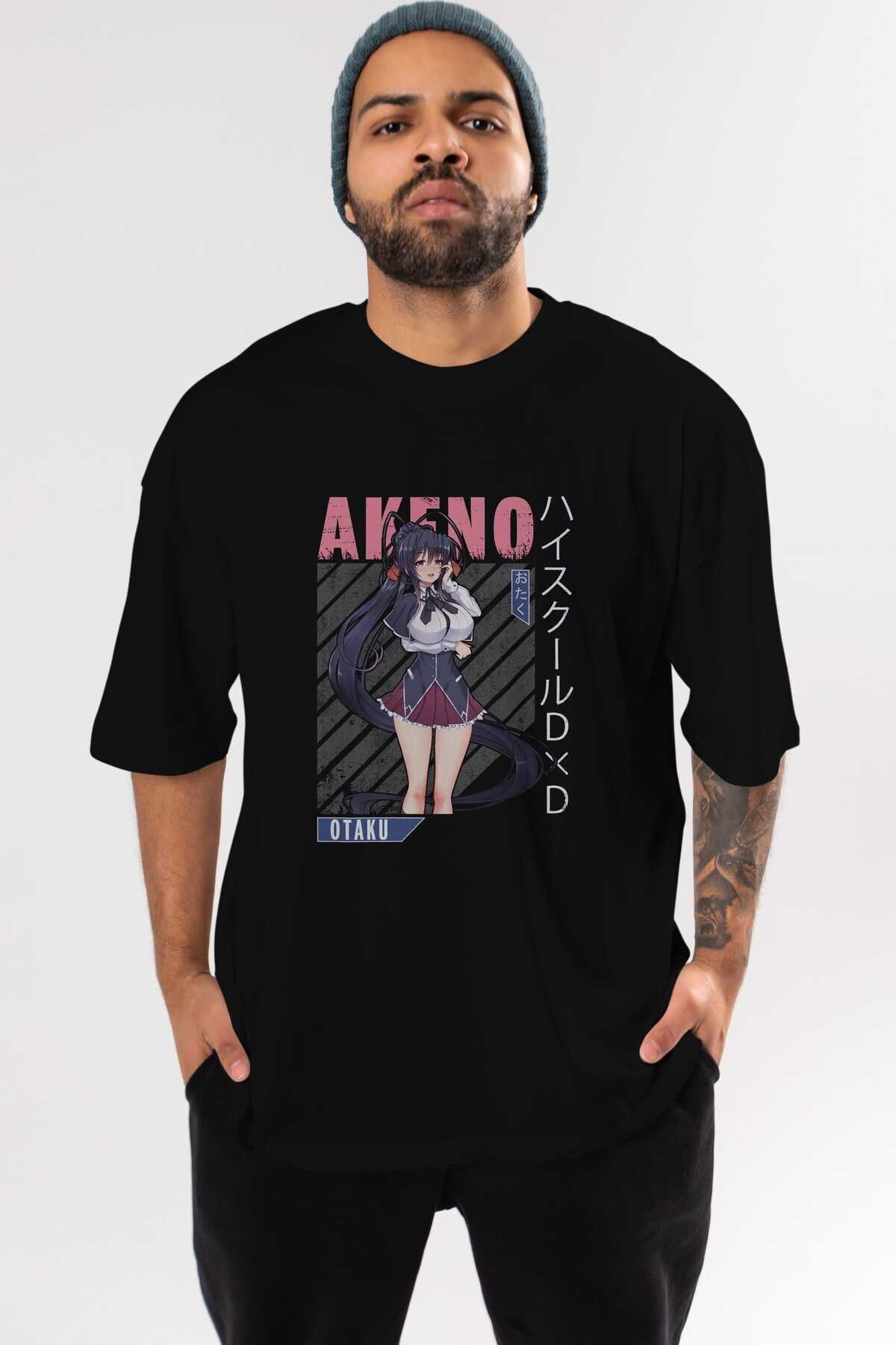 Akeno Himejima 4 Anime Preprinted Black Oversize T-shirt Men Women