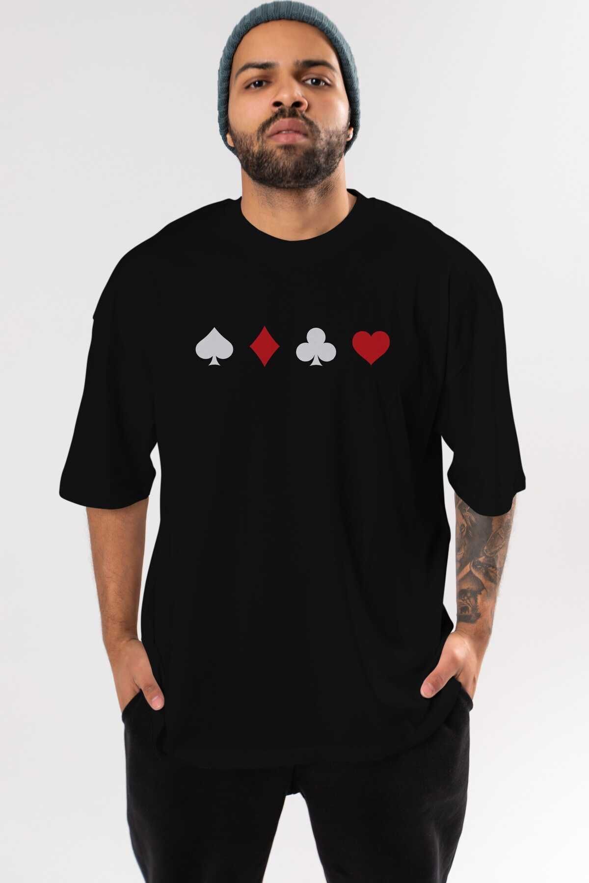 spade tile fly trophy Preprinted Black Oversize T-shirt Men Women Crew Neck