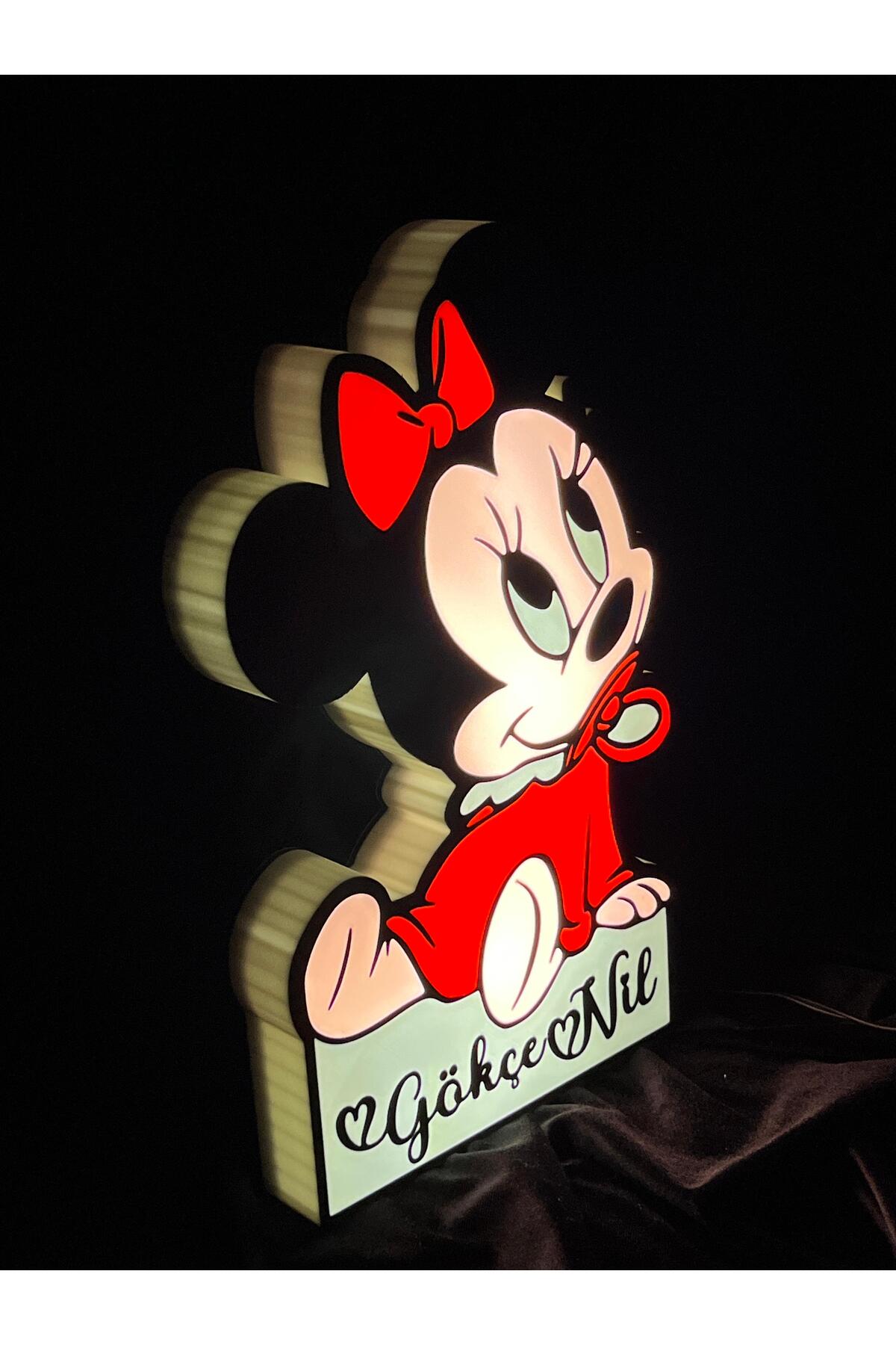 3Dsmallthing BABY MİNNİE MOUSE TEMALI KİŞİYE ÖZEL BEBEK/ÇOCUK GECE LAMBASI - İSİMLİ GECE LAMBASI fotoğrafı 4 (önizleme)
