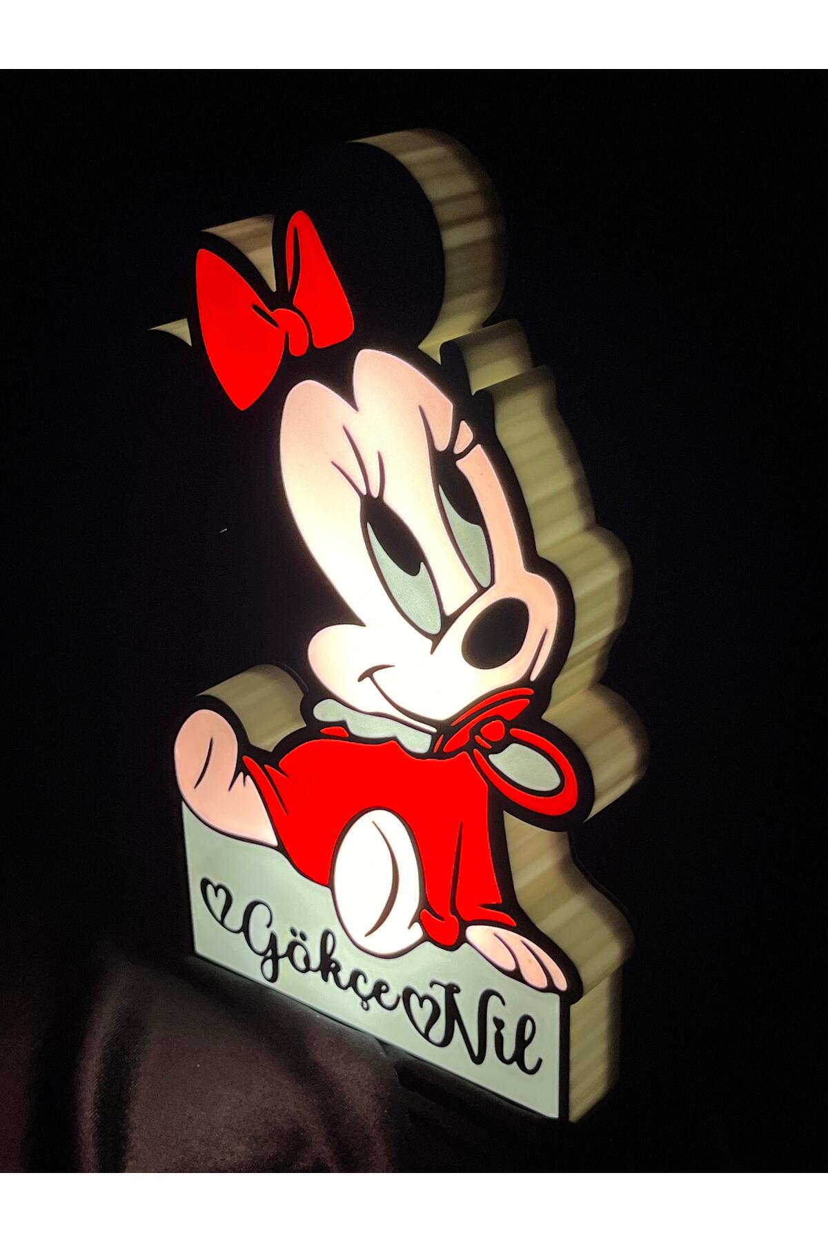 3Dsmallthing BABY MİNNİE MOUSE TEMALI KİŞİYE ÖZEL BEBEK/ÇOCUK GECE LAMBASI - İSİMLİ GECE LAMBASI fotoğrafı 3 (önizleme)