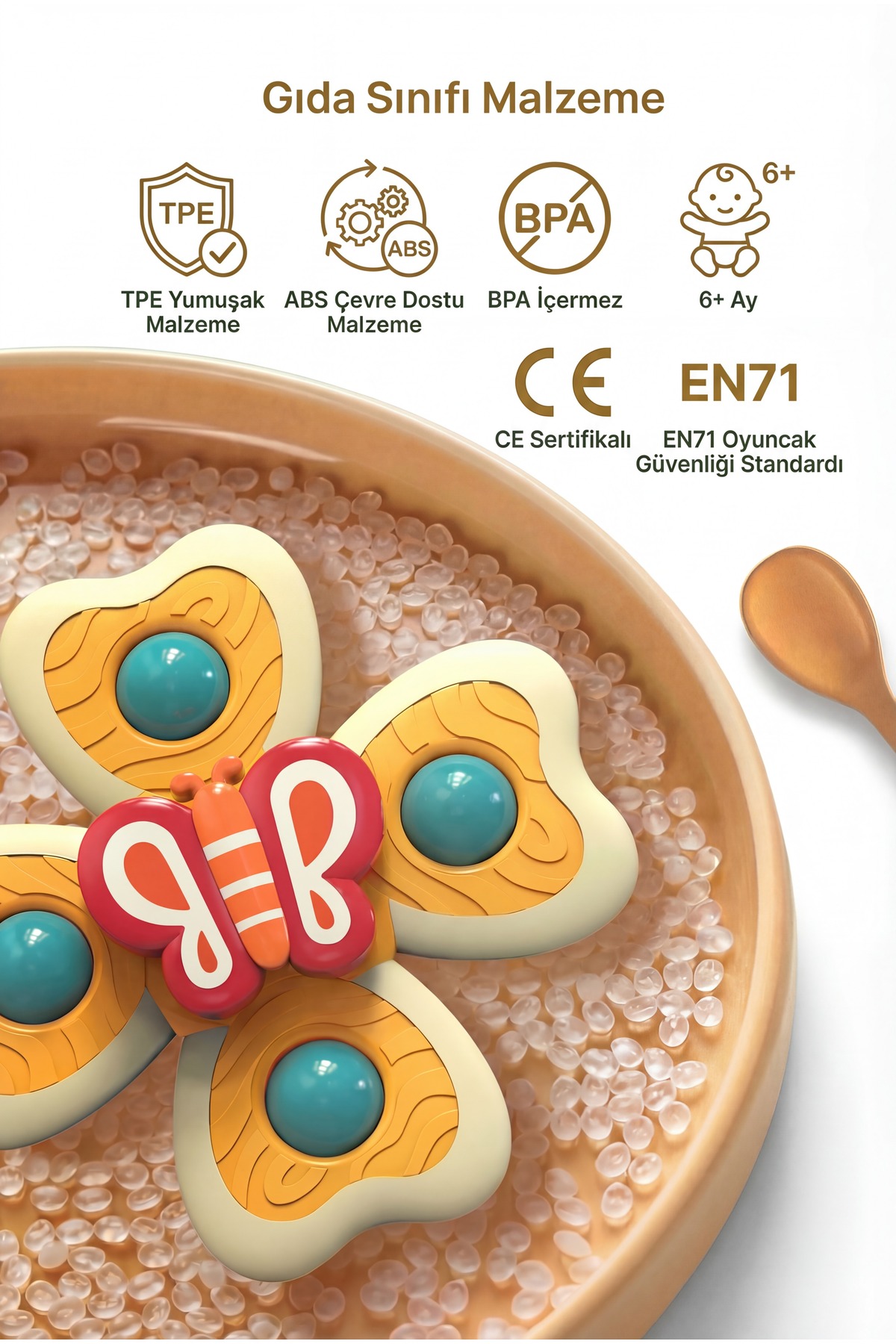 CARA CARO 3'lü Duyusal Vantuz Spinner: Banyo ve Seyahat Oyuncağı, Eğitici Bebek Hediyesi, 6+ Ay fotoğrafı 2 (önizleme)