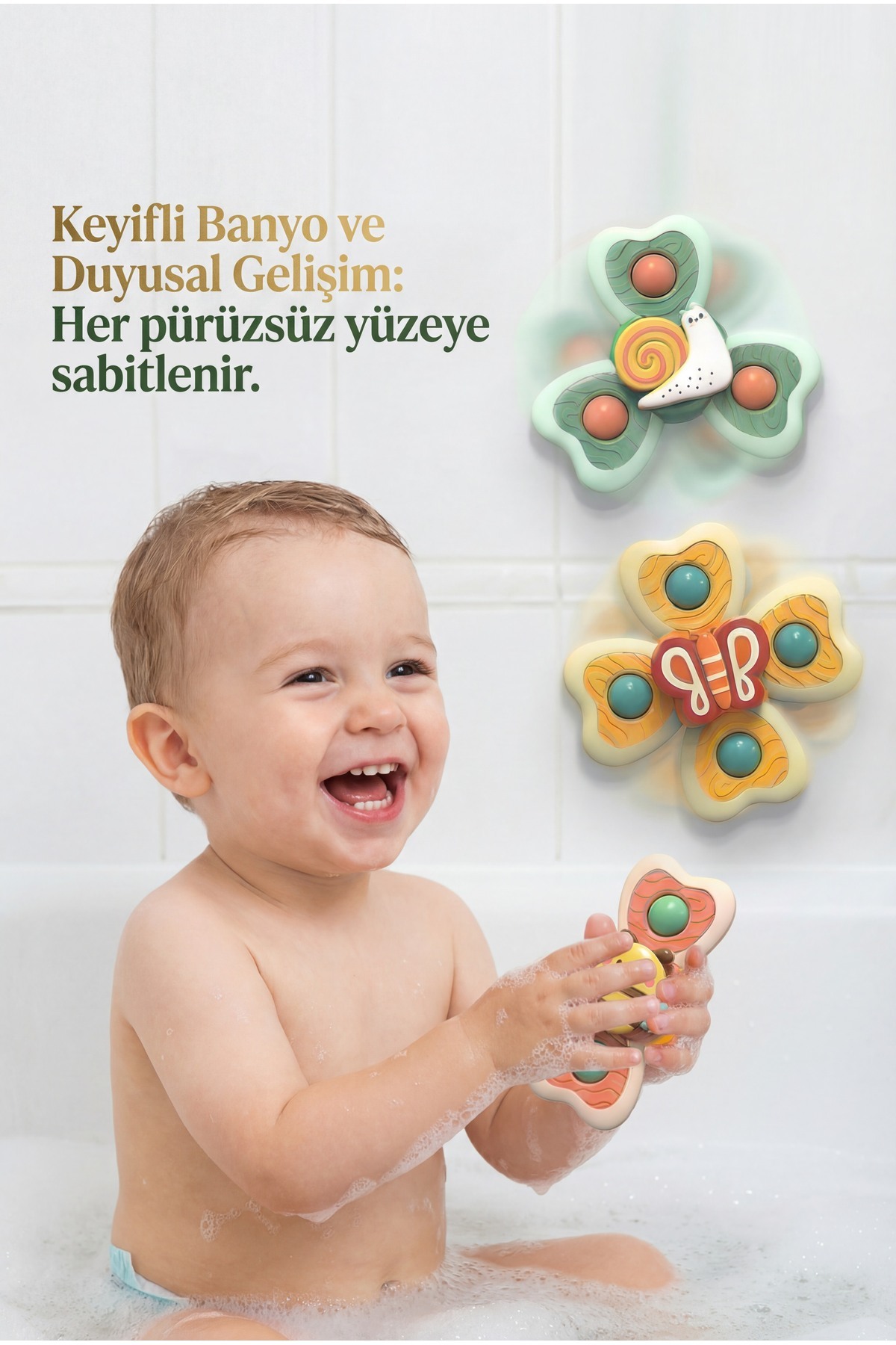 CARA CARO 3'lü Duyusal Vantuz Spinner: Banyo ve Seyahat Oyuncağı, Eğitici Bebek Hediyesi, 6+ Ay fotoğrafı 6 (önizleme)