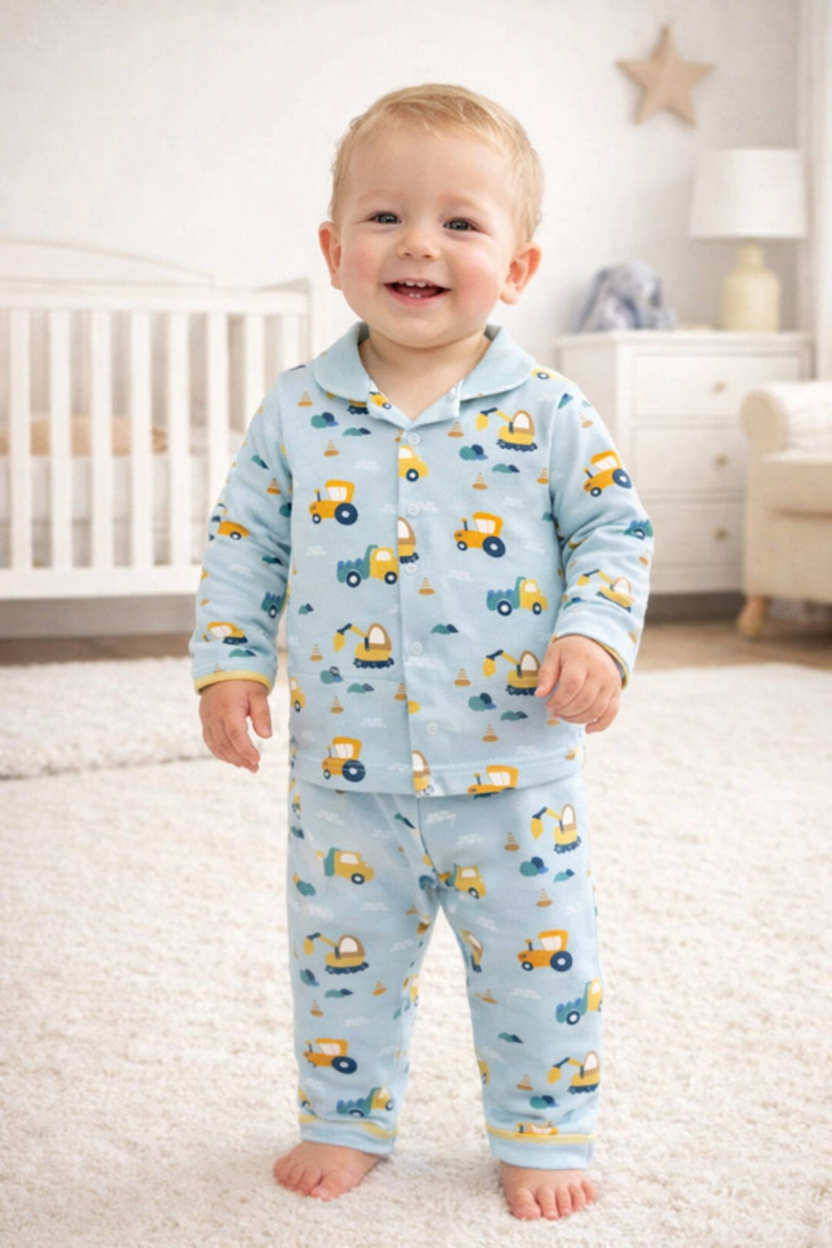 Baby Boy Pajamas Set 100% Cotton Combed Cotton – Long Sleeve Seasonal with Front Snap Fastener