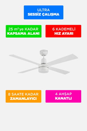 Alsanfan Pilot Beyaz Aydınlatmalı Uzaktan Kumandalı Tavan Vantilatörü